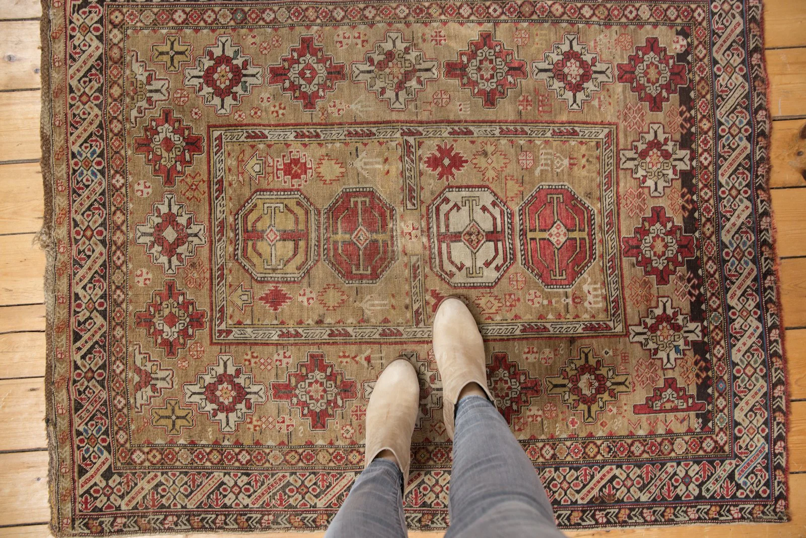 4x4.5 Antique Caucasian Square Rug - Image 2