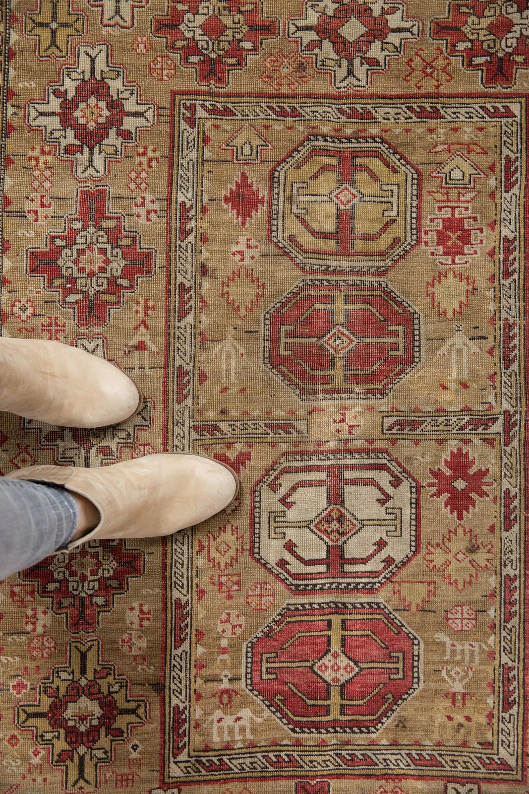 4x4.5 Antique Caucasian Square Rug - Image 3