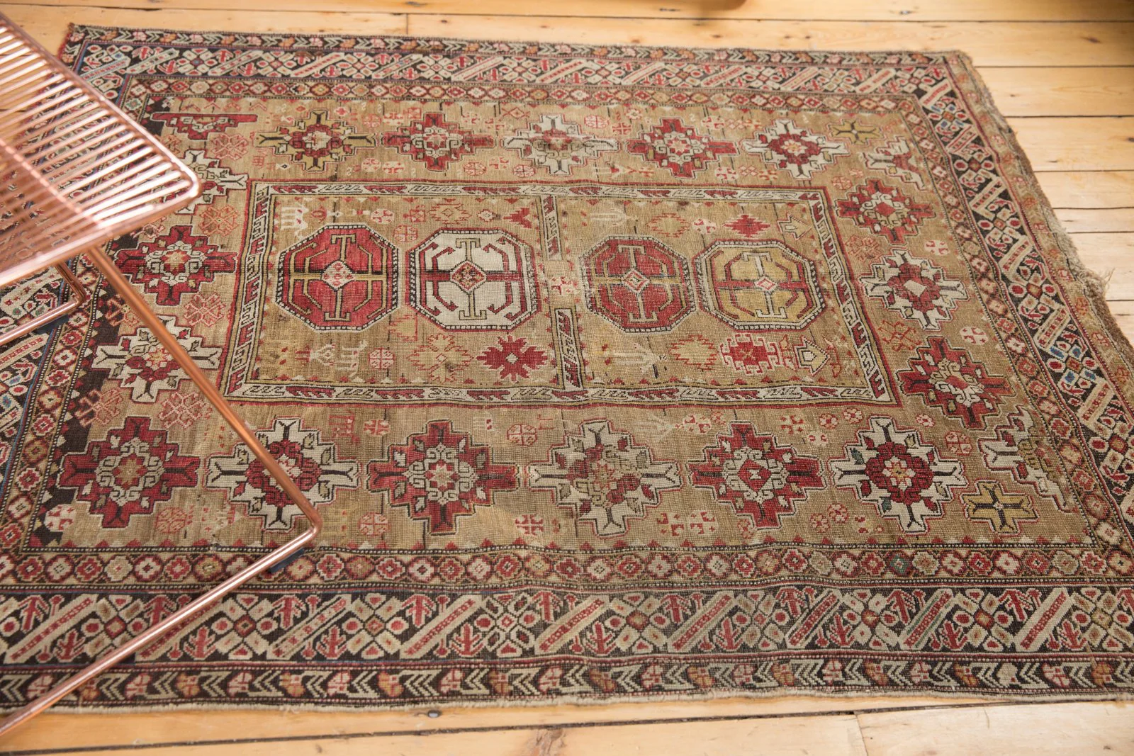 4x4.5 Antique Caucasian Square Rug - Image 7