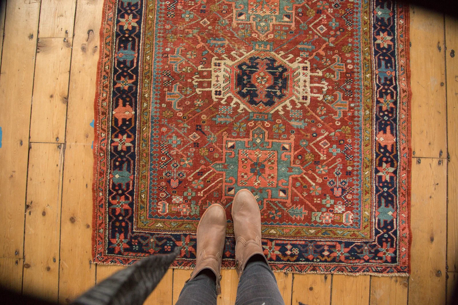 4x4.5 Antique Fine Karaja Square Rug - Image 4
