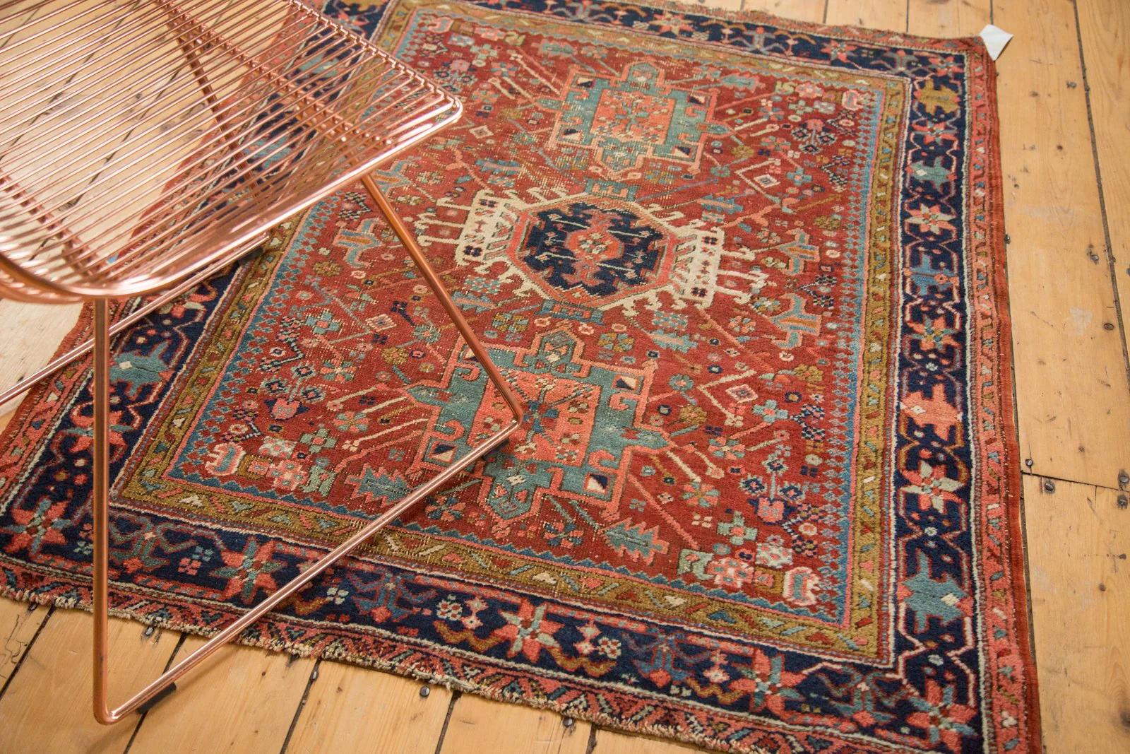 4x4.5 Antique Fine Karaja Square Rug - Image 5