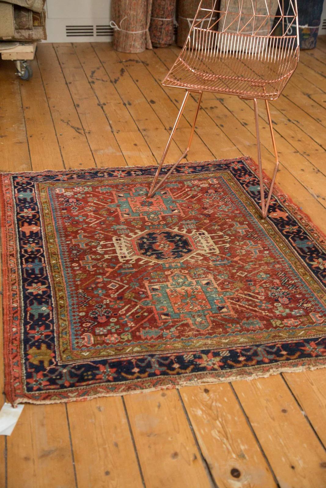 4x4.5 Antique Fine Karaja Square Rug - Image 9