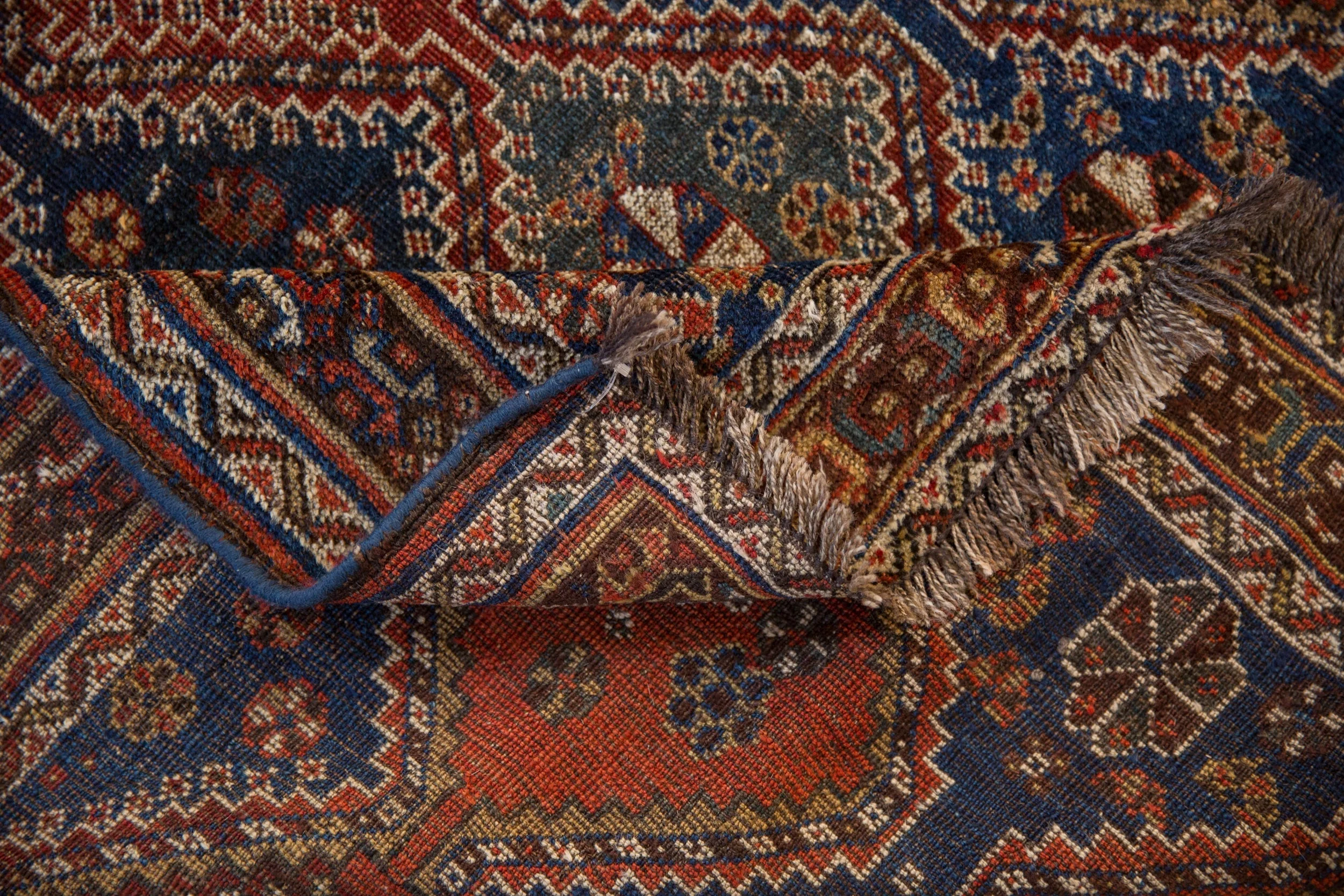4x4.5 Antique Qashqai Square Rug - Image 10