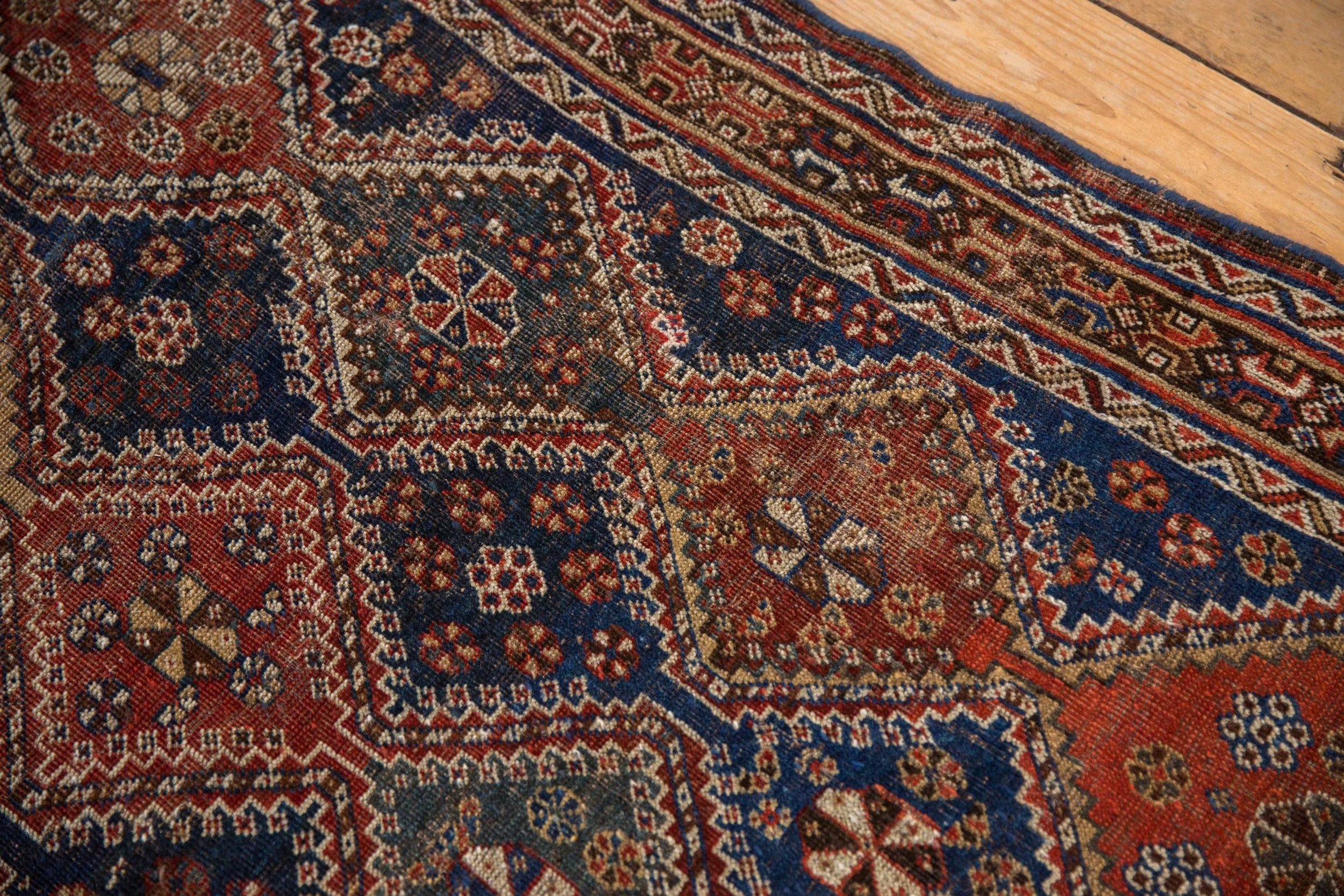 4x4.5 Antique Qashqai Square Rug - Image 8