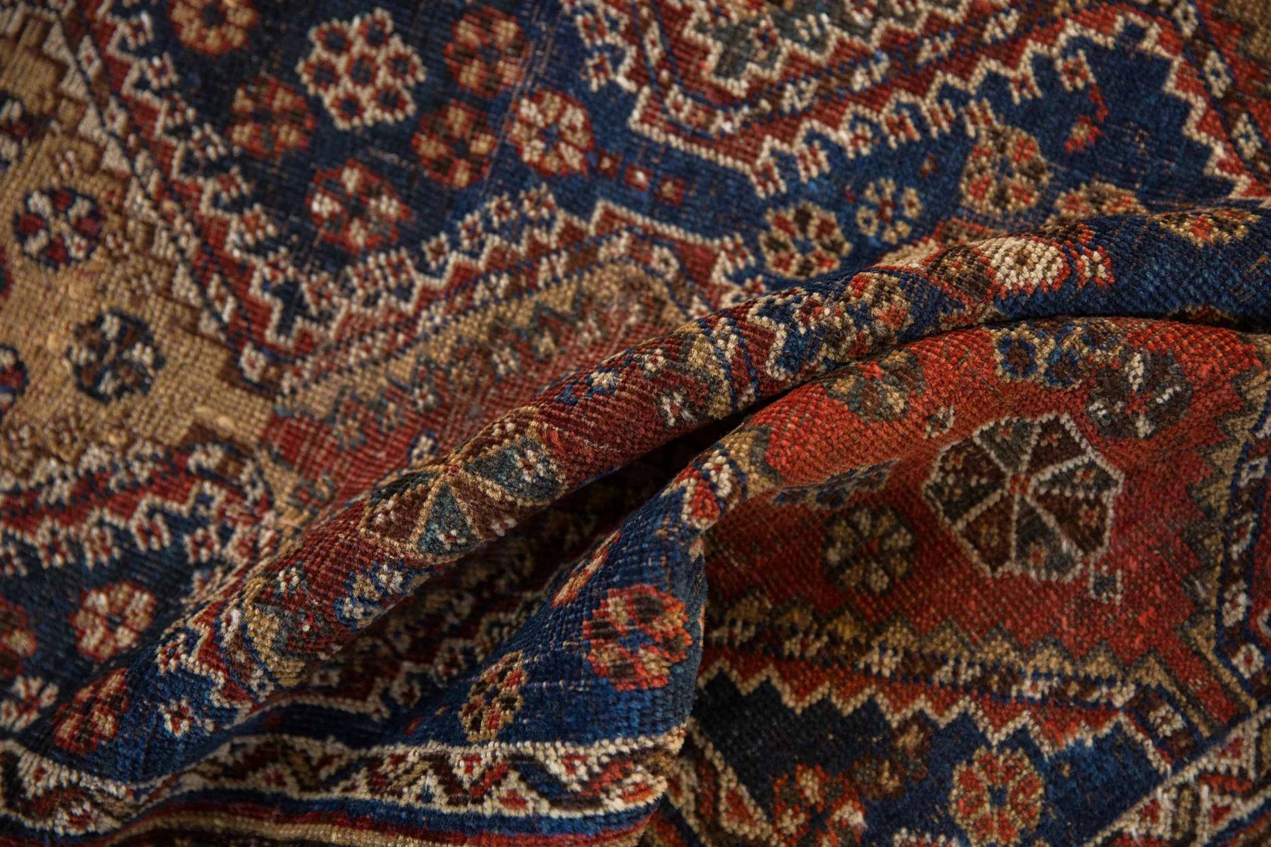 4x4.5 Antique Qashqai Square Rug - Image 9