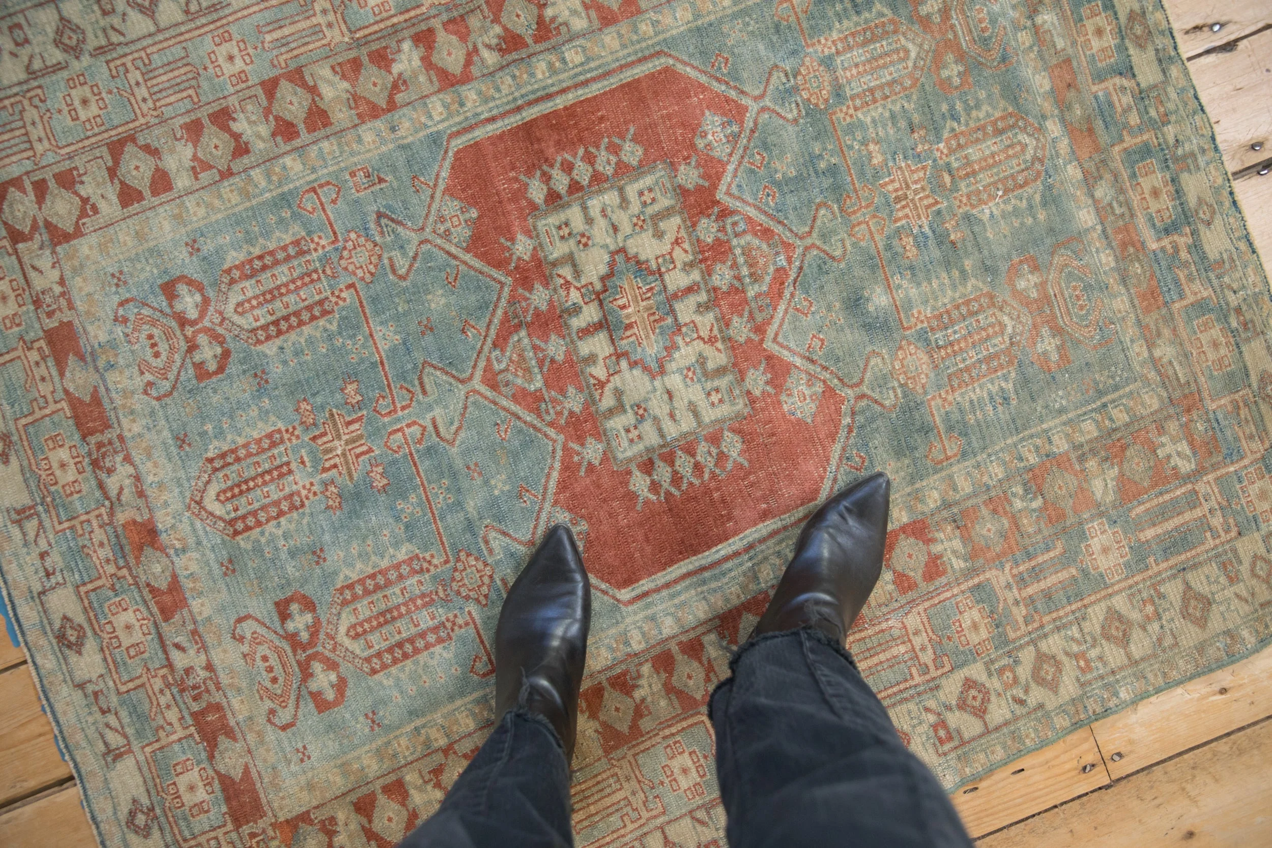 4x4.5 Vintage Distressed Oushak Square Rug - Image 2