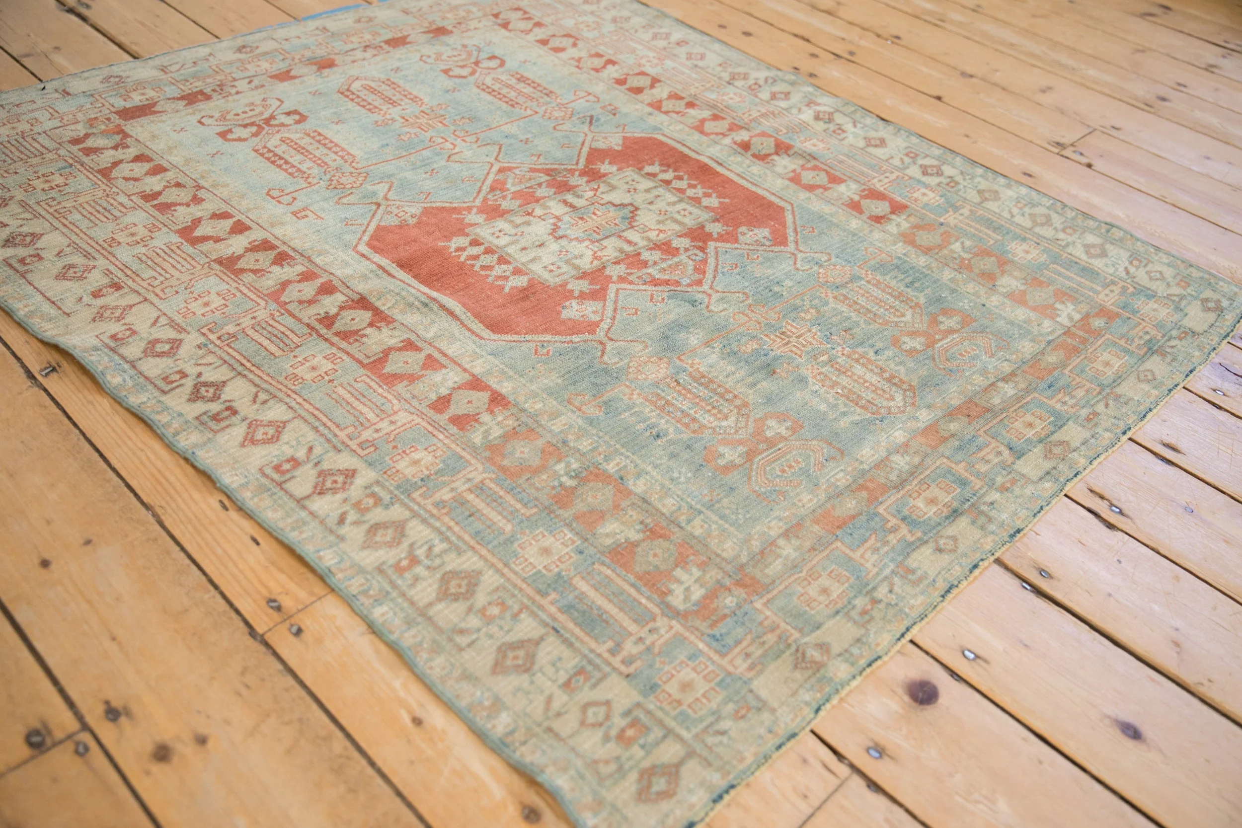 4x4.5 Vintage Distressed Oushak Square Rug - Image 4