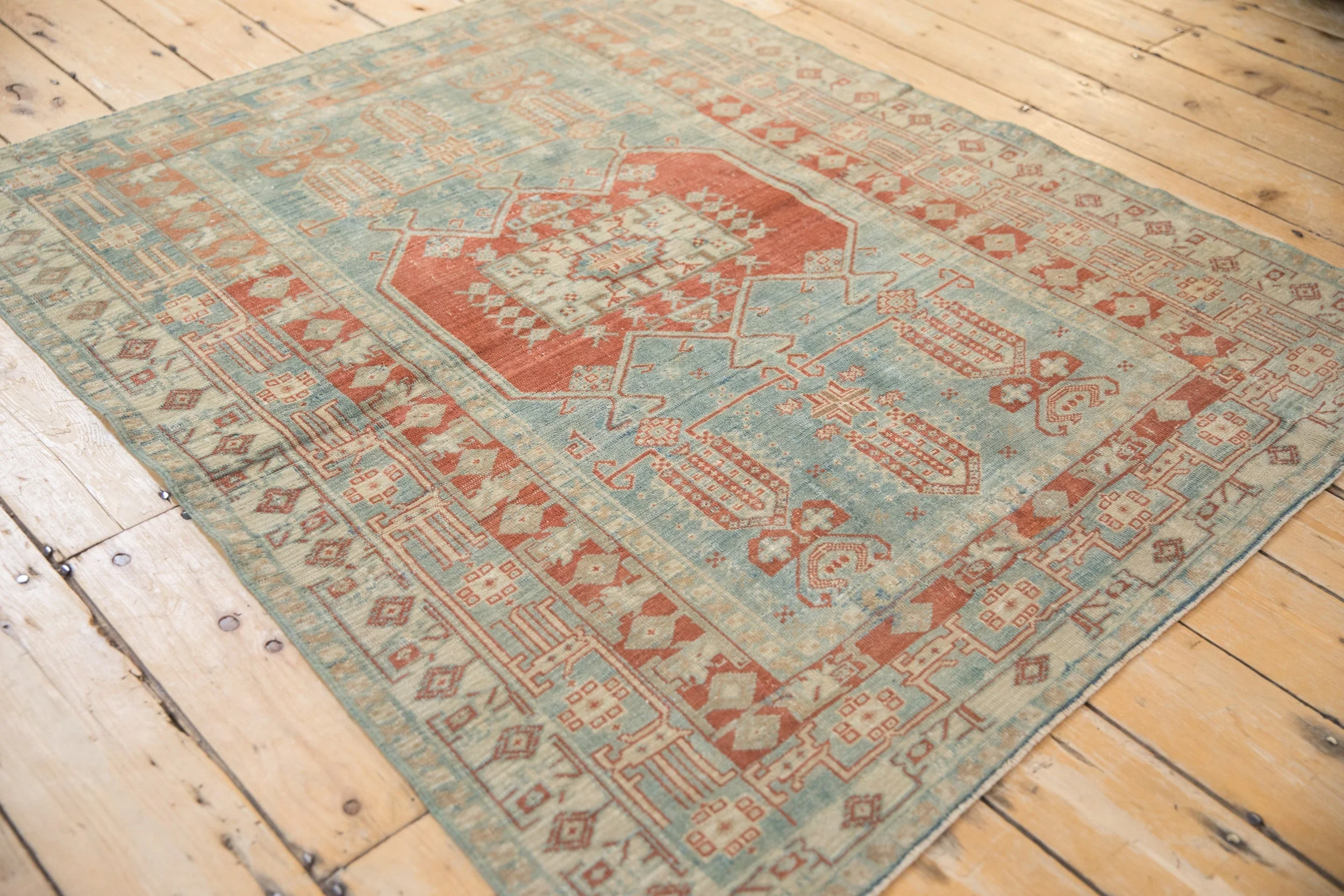 4x4.5 Vintage Distressed Oushak Square Rug - Image 7