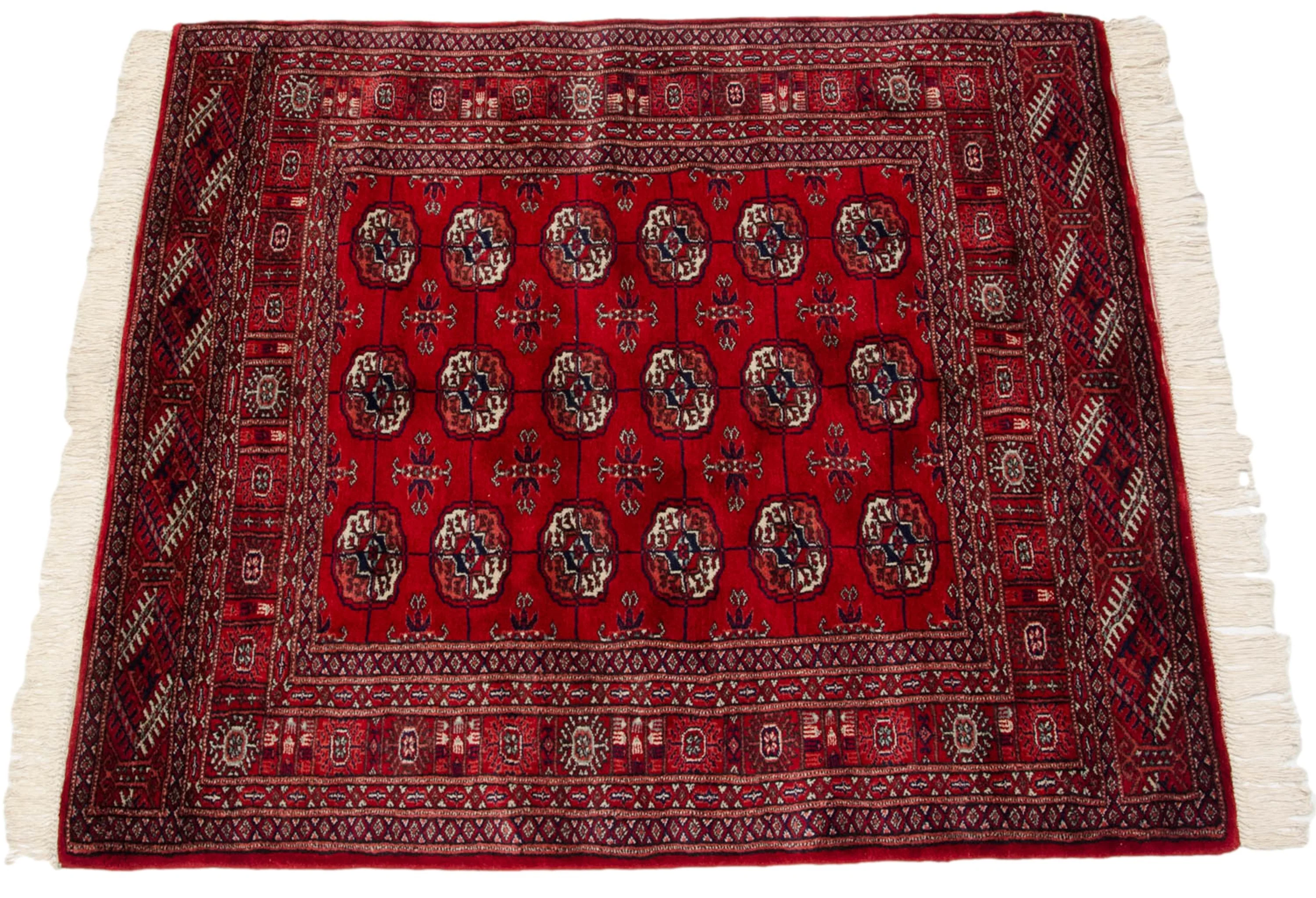 4x4.5 Vintage Fine Bokhara Square Rug - Image 3