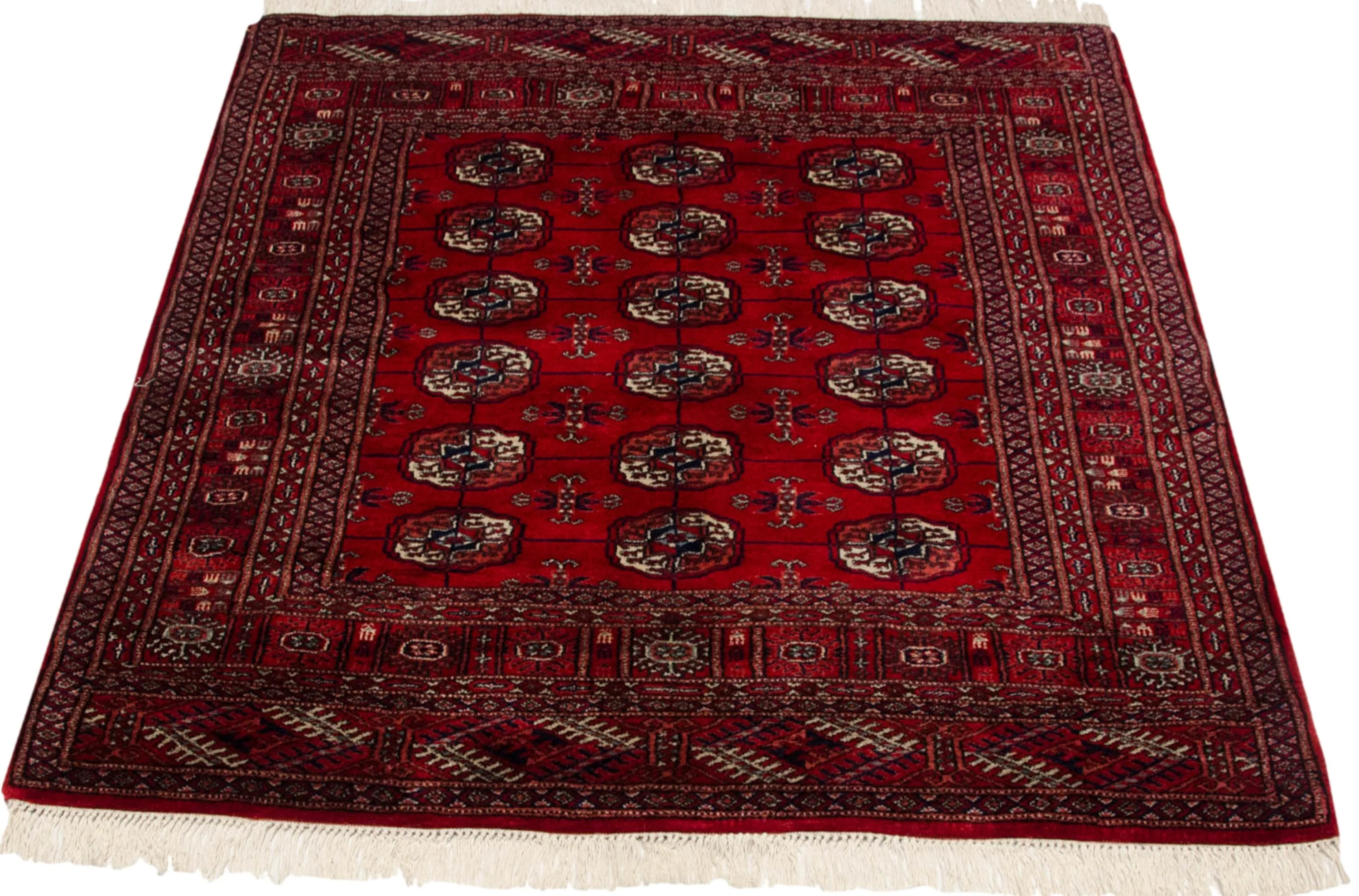 4x4.5 Vintage Fine Bokhara Square Rug - Image 4