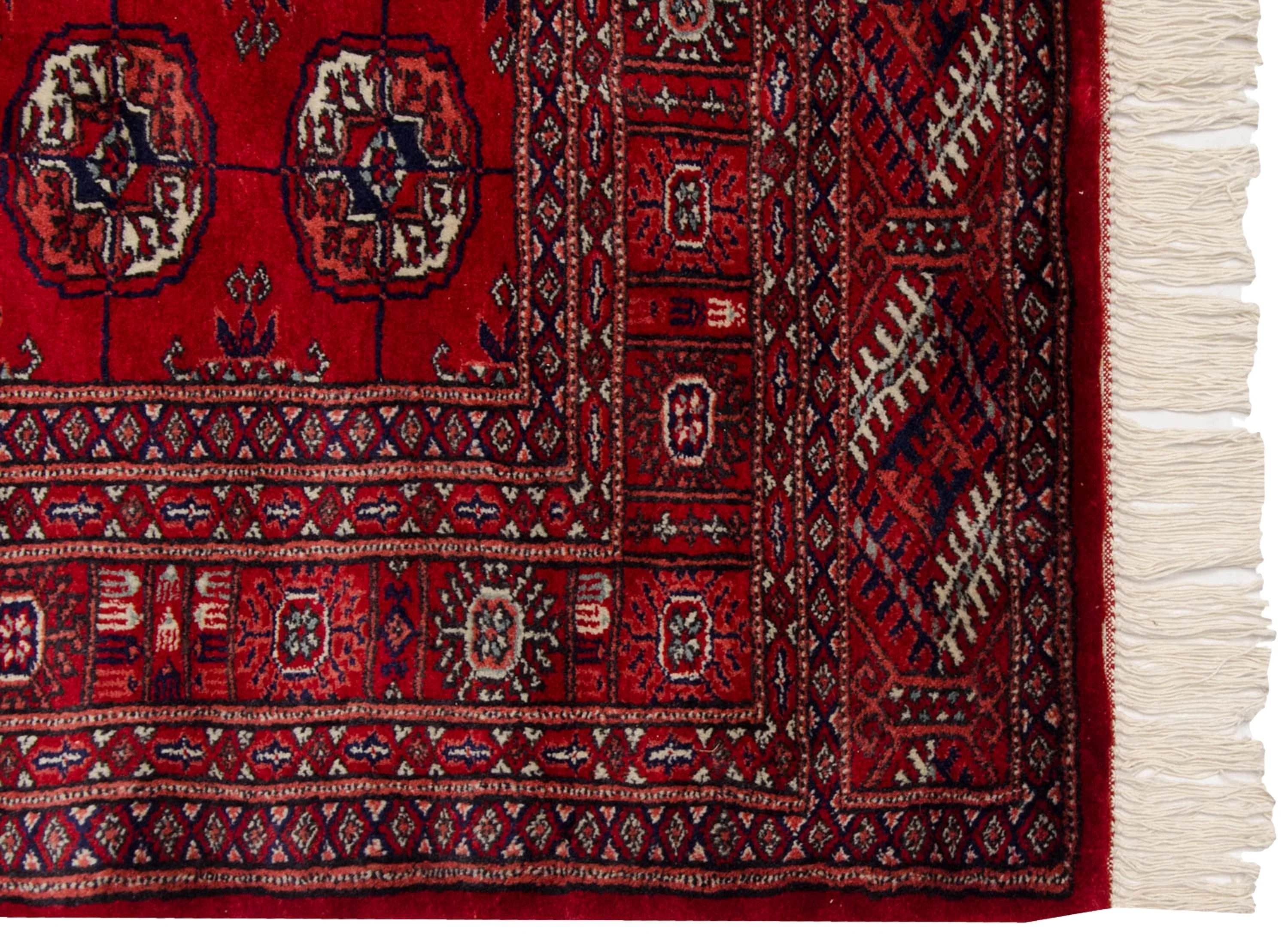 4x4.5 Vintage Fine Bokhara Square Rug - Image 5