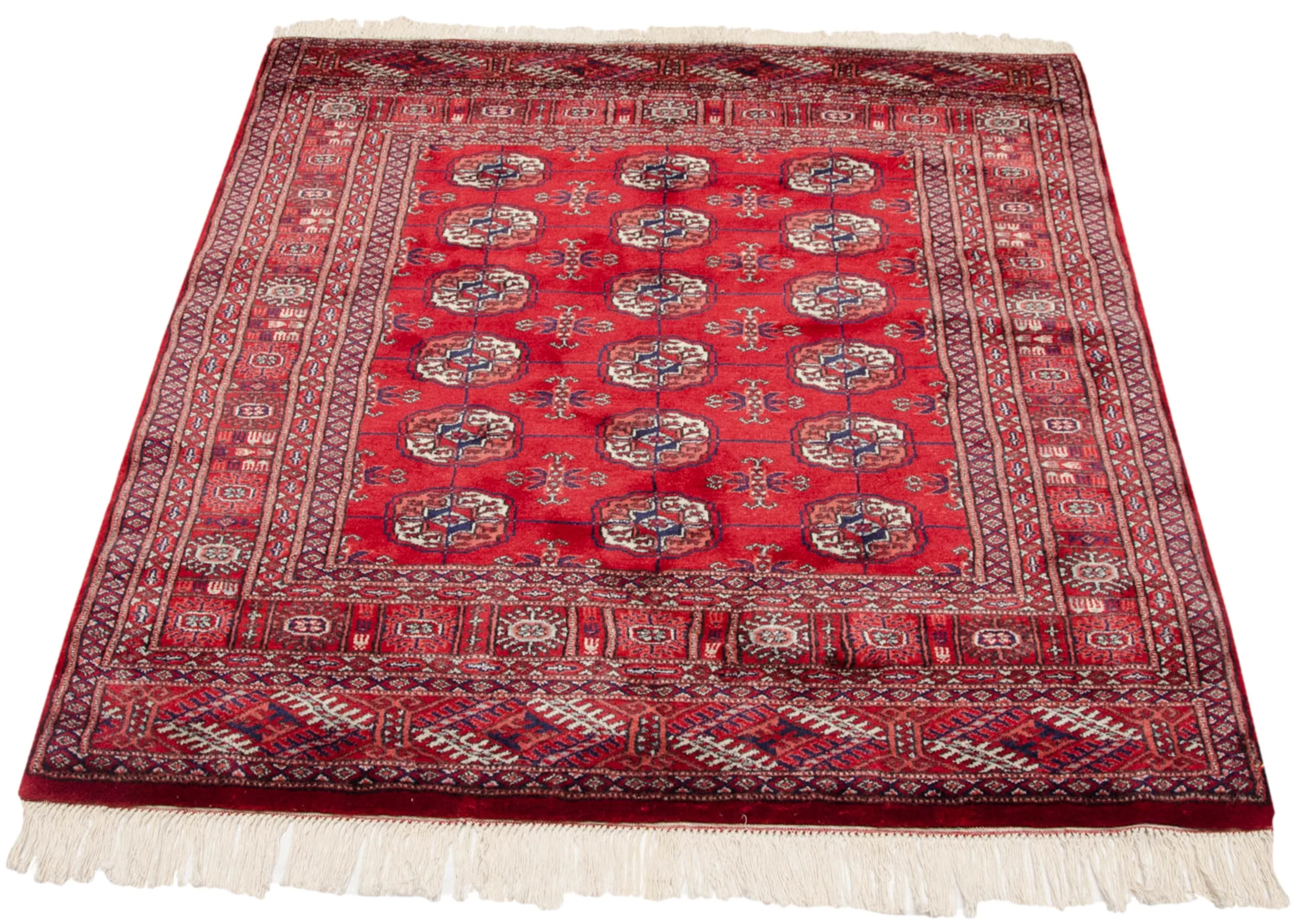 4x4.5 Vintage Fine Bokhara Square Rug - Image 6