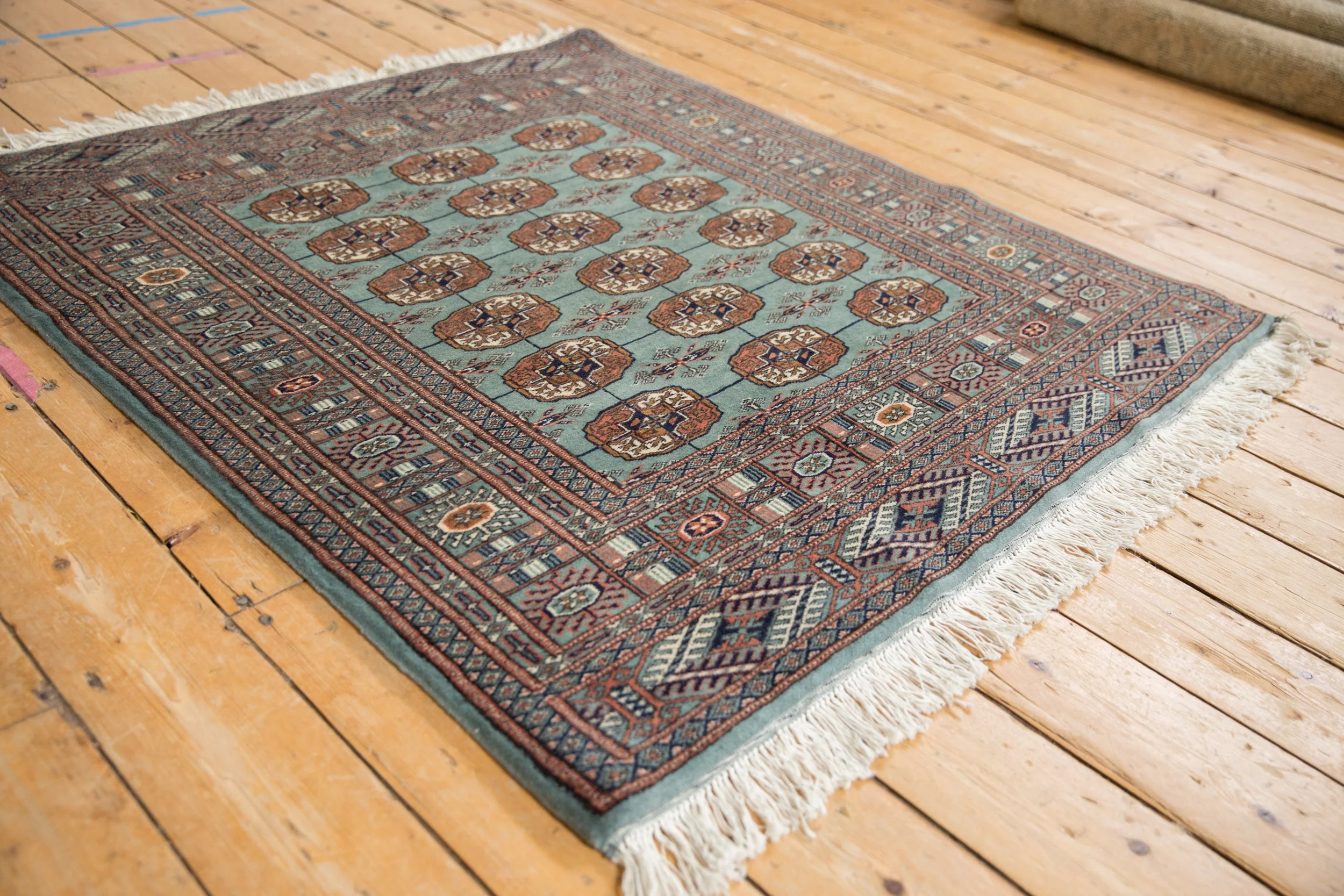4x4.5 Vintage Fine Bokhara Square Rug - Image 3