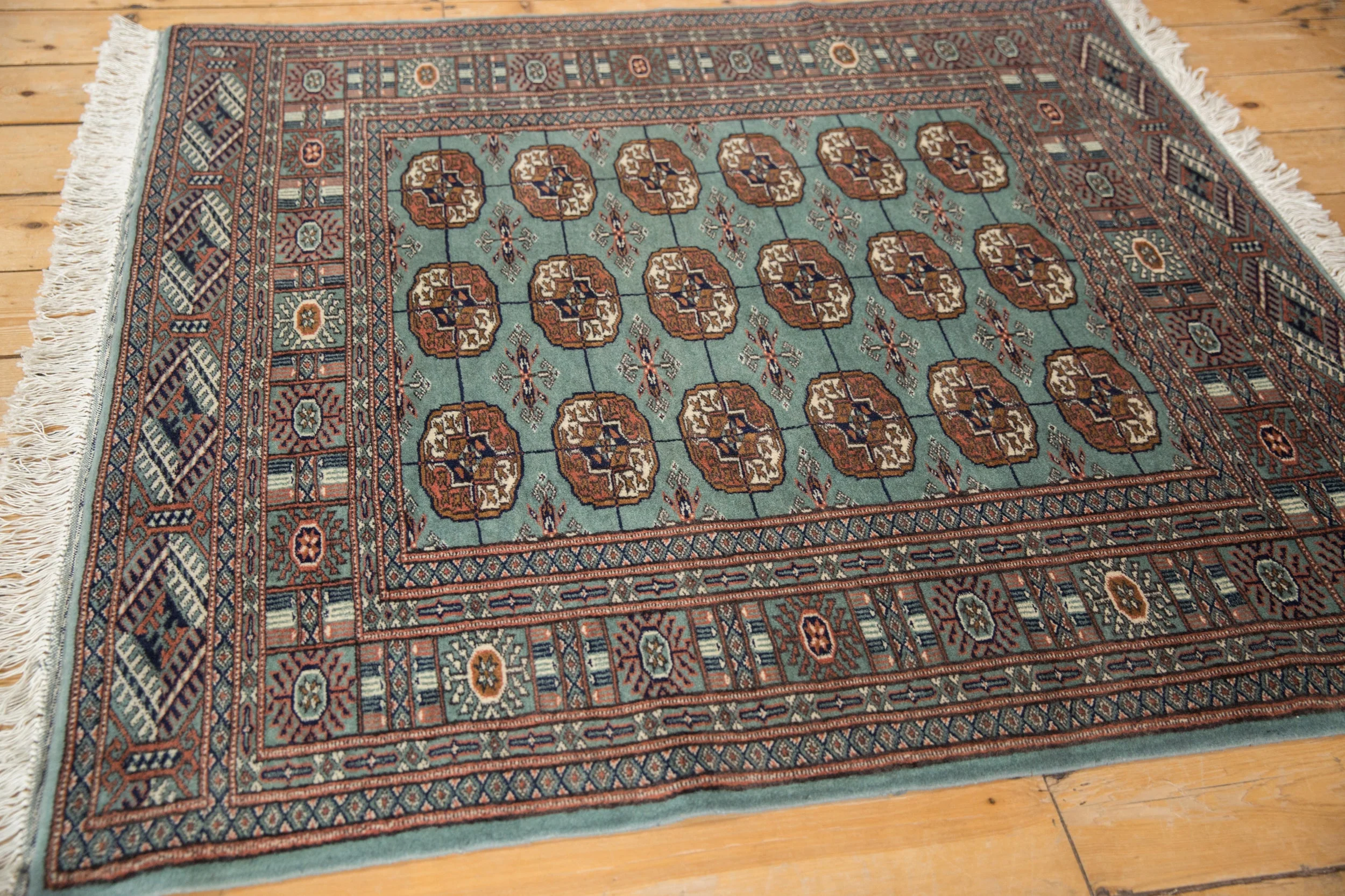 4x4.5 Vintage Fine Bokhara Square Rug - Image 5