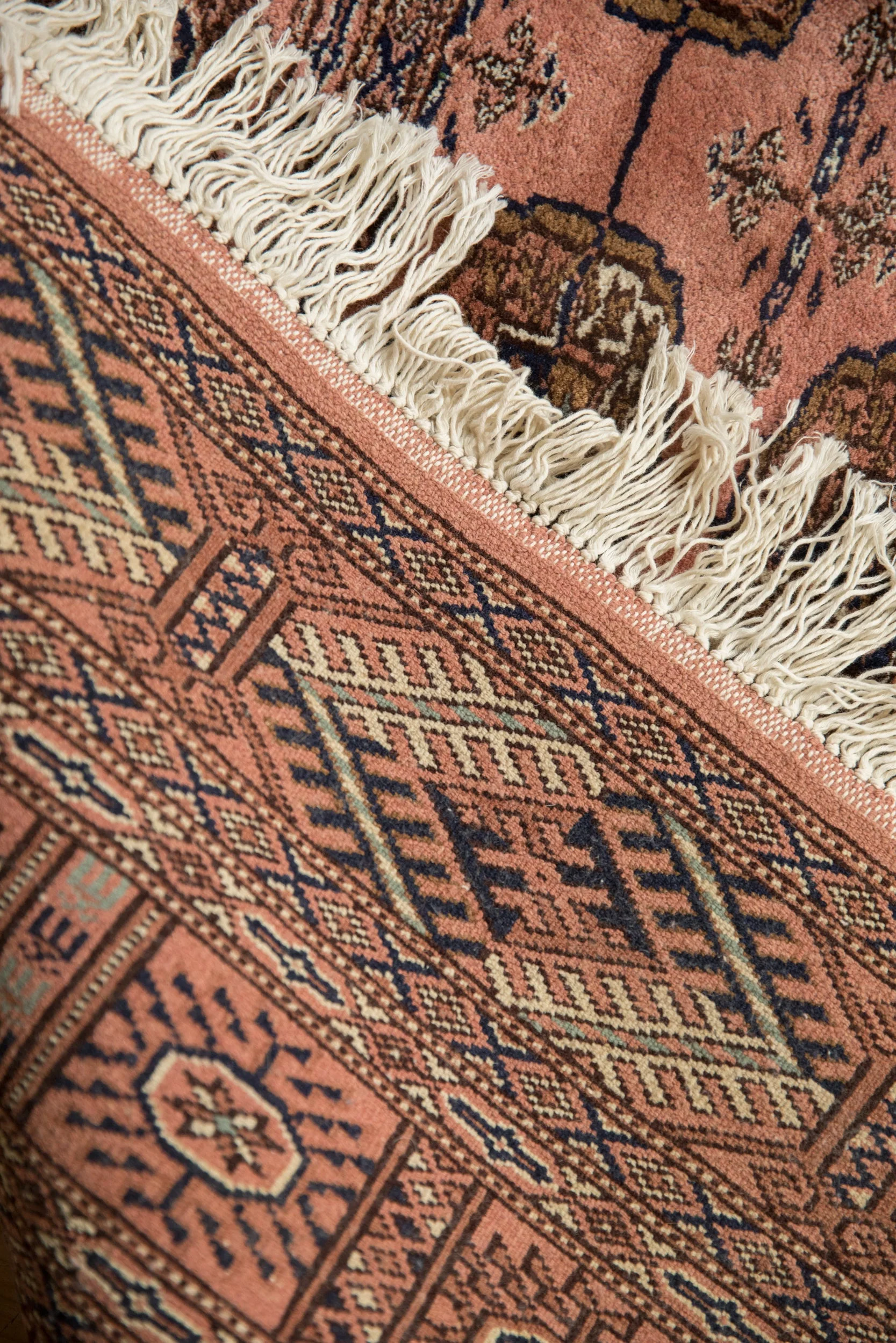 4x4 Vintage Fine Bokhara Square Rug - Image 10