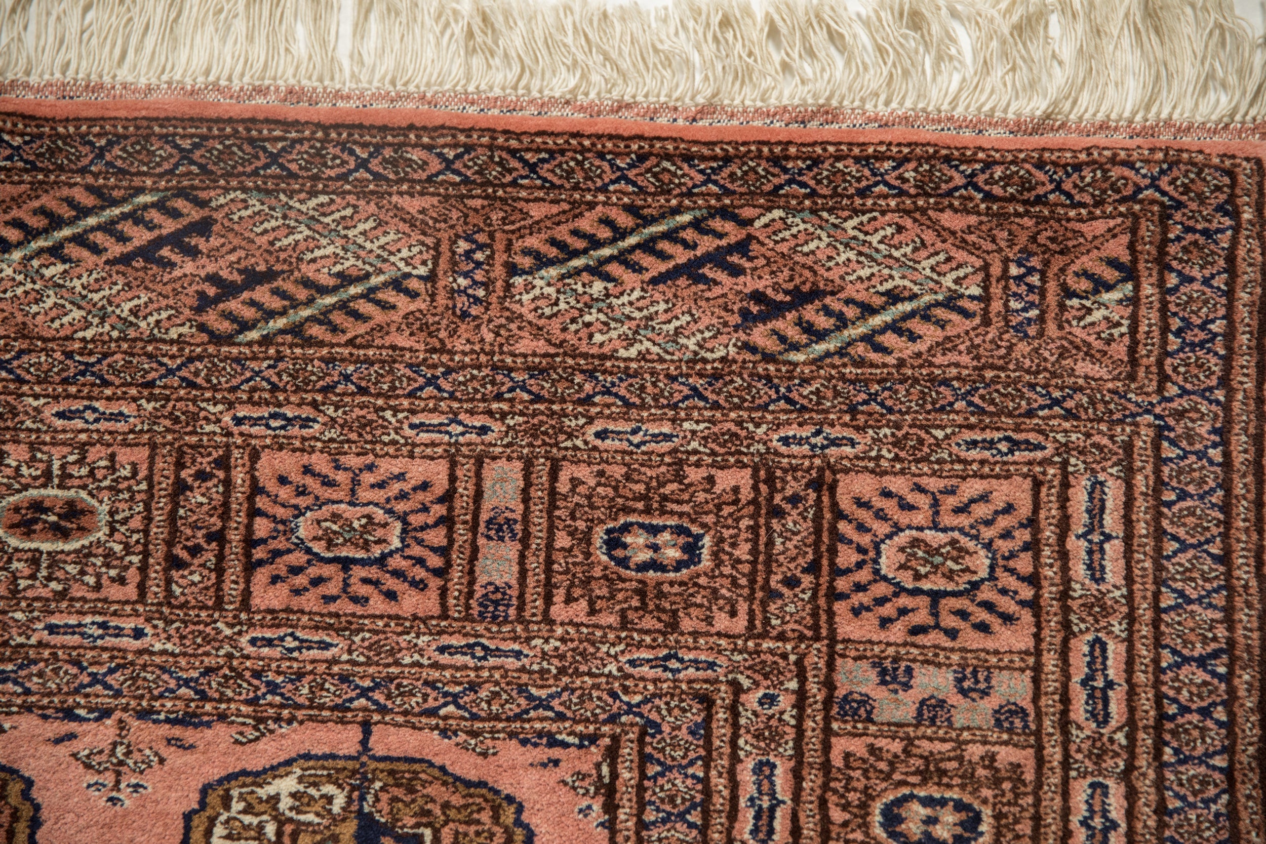 4x4 Vintage Fine Bokhara Square Rug - Image 3