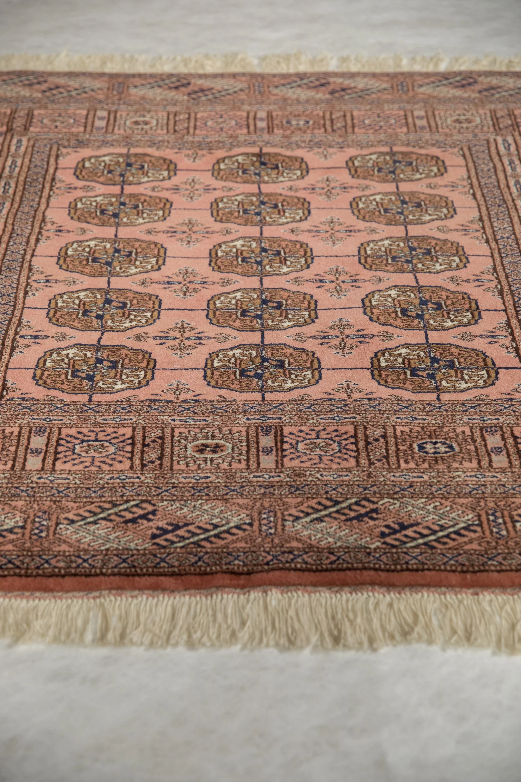 4x4 Vintage Fine Bokhara Square Rug - Image 4