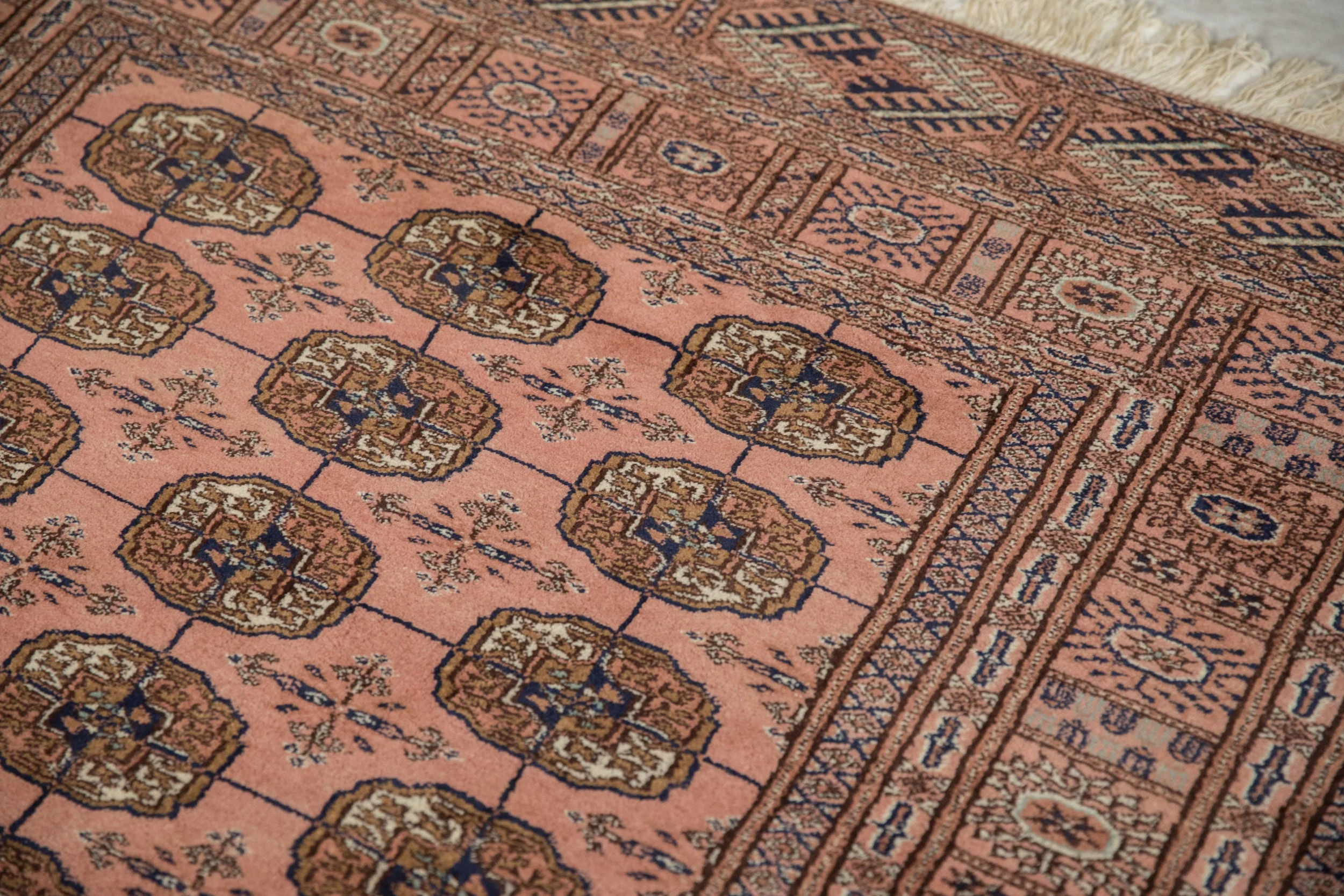 4x4 Vintage Fine Bokhara Square Rug - Image 5