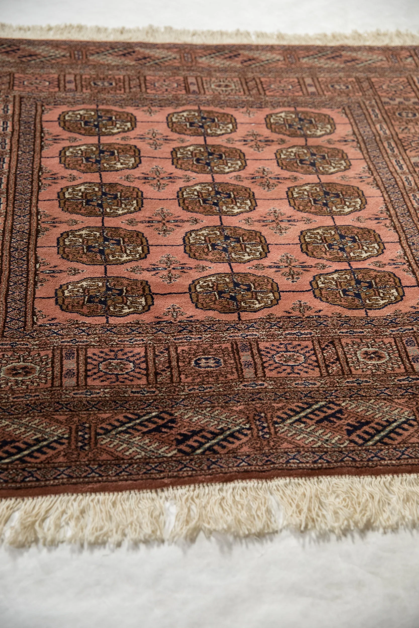 4x4 Vintage Fine Bokhara Square Rug - Image 6