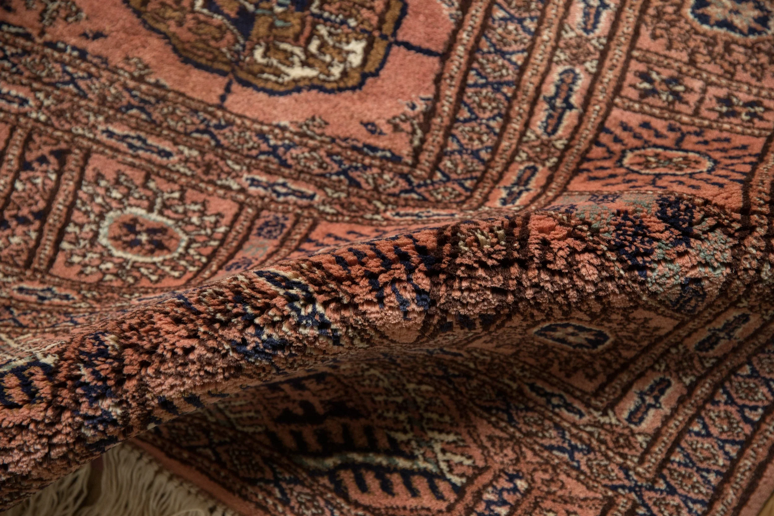 4x4 Vintage Fine Bokhara Square Rug - Image 9