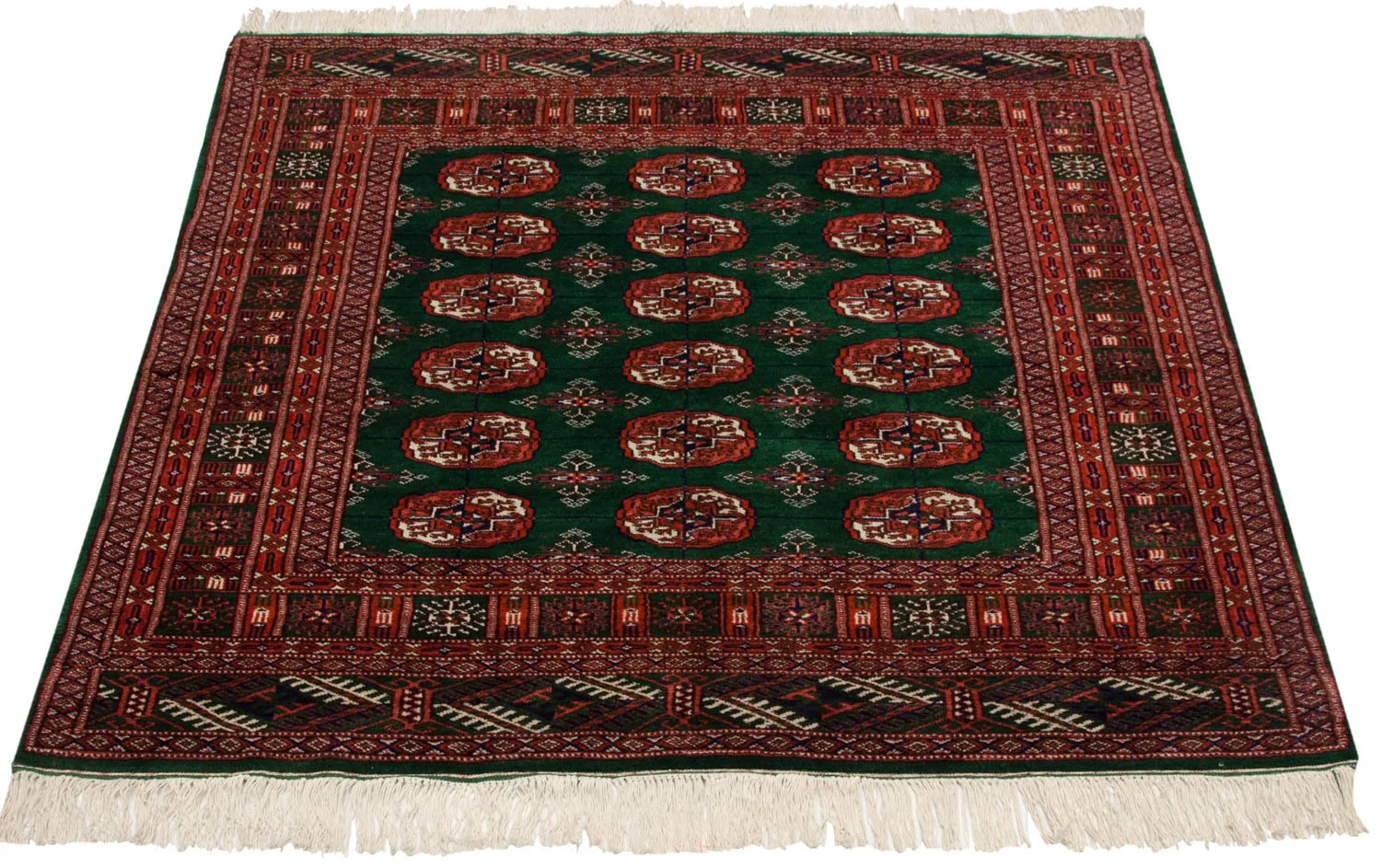 4x4 Vintage Fine Bokhara Square Rug - Image 2
