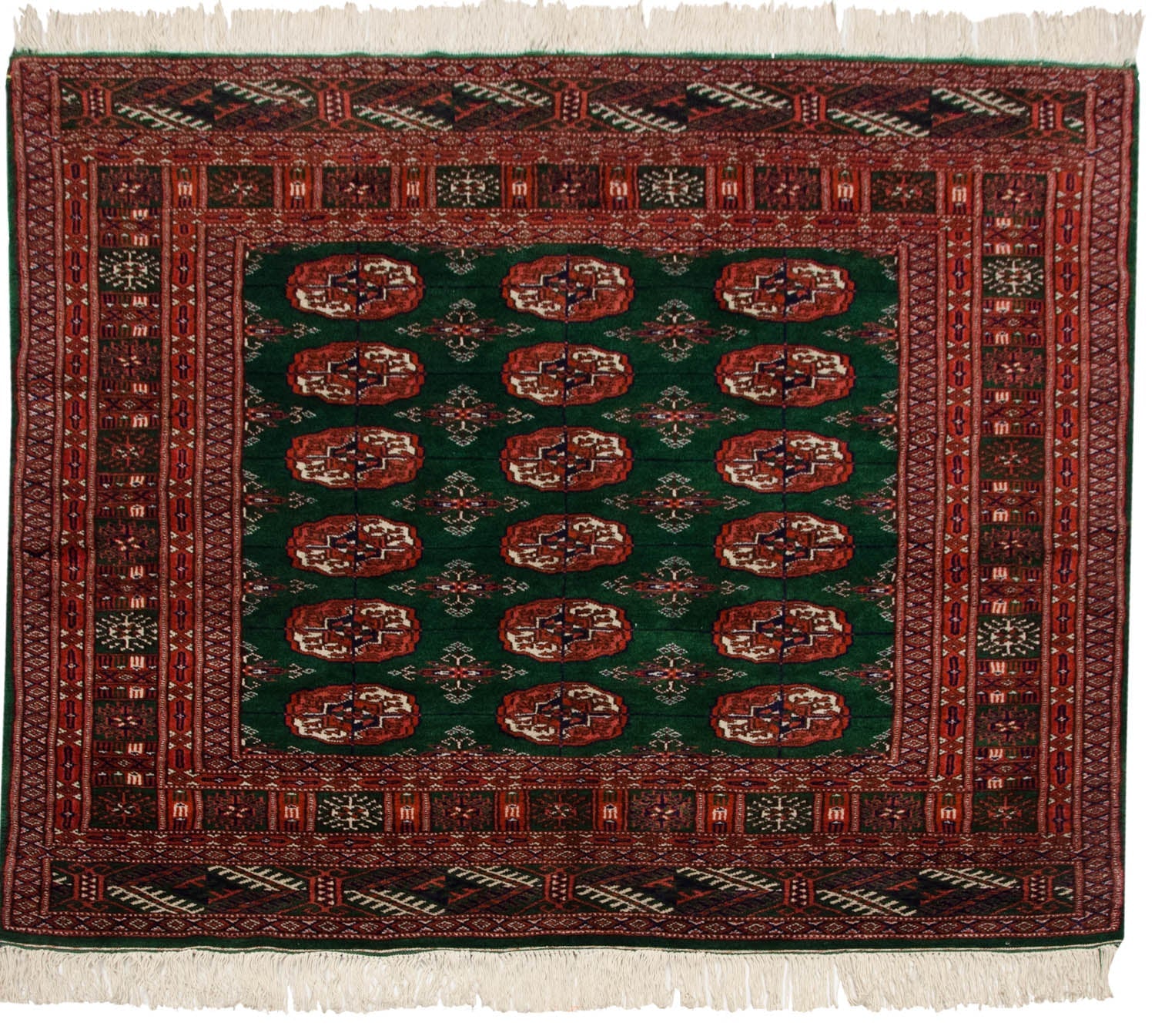 4x4 Vintage Fine Bokhara Square Rug - Image 3