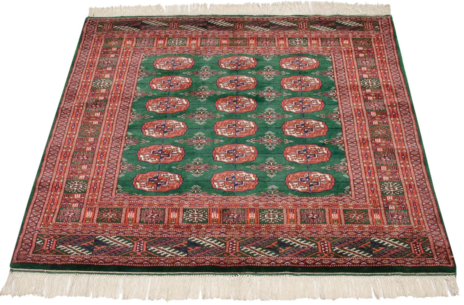 4x4 Vintage Fine Bokhara Square Rug - Image 4