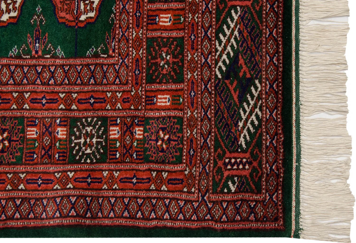 4x4 Vintage Fine Bokhara Square Rug - Image 6