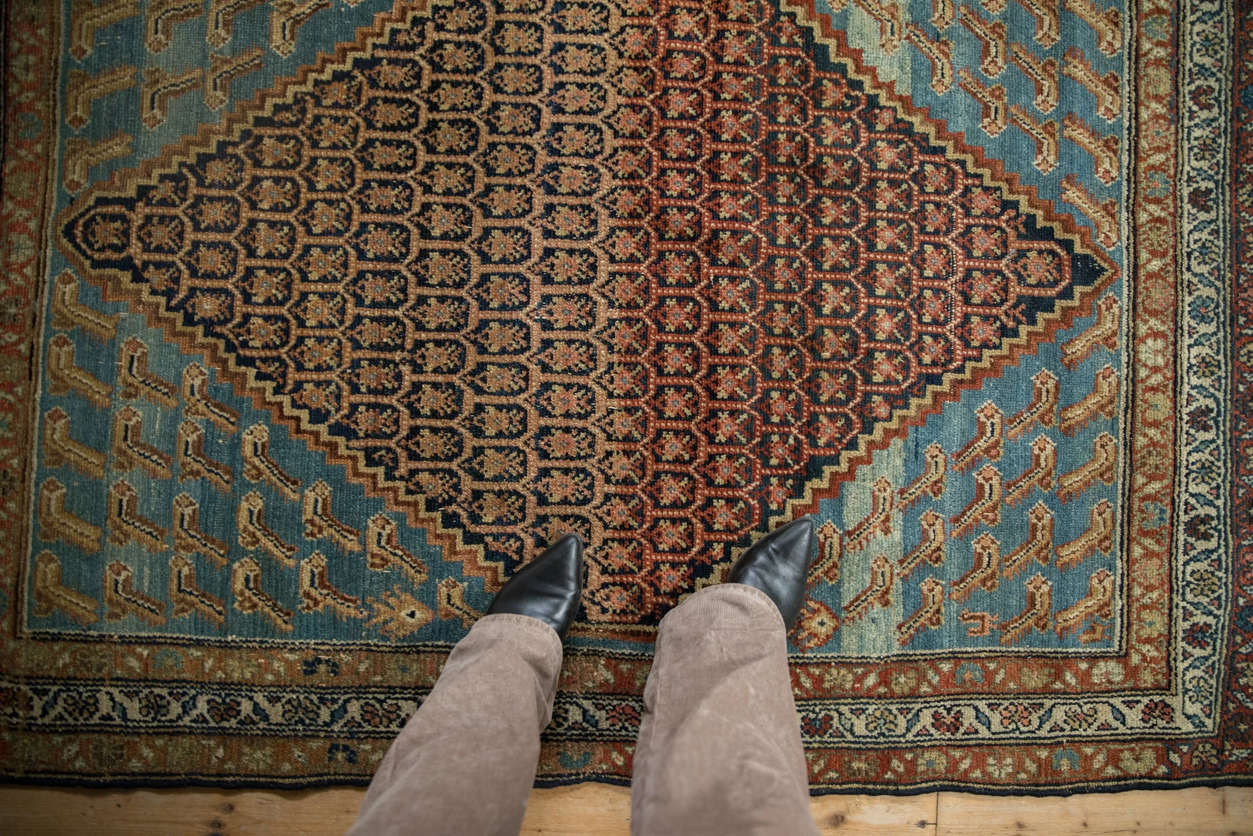 4x5.5 Antique Distressed Hamadan Rug - Image 2