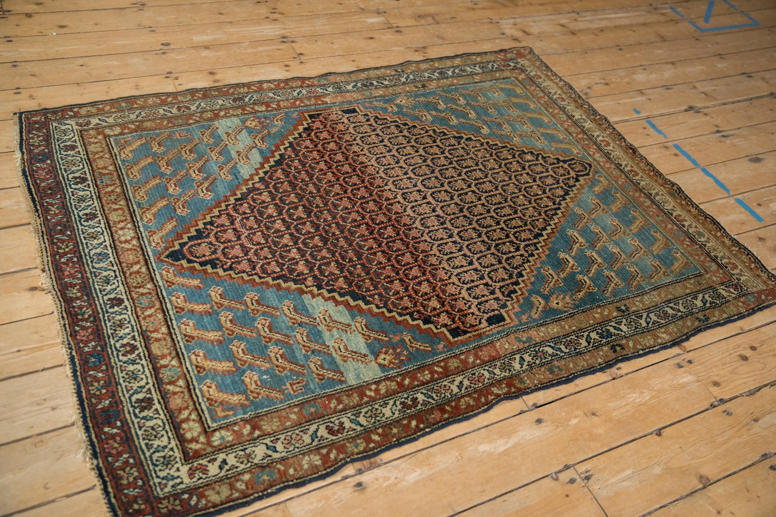 4x5.5 Antique Distressed Hamadan Rug - Image 7