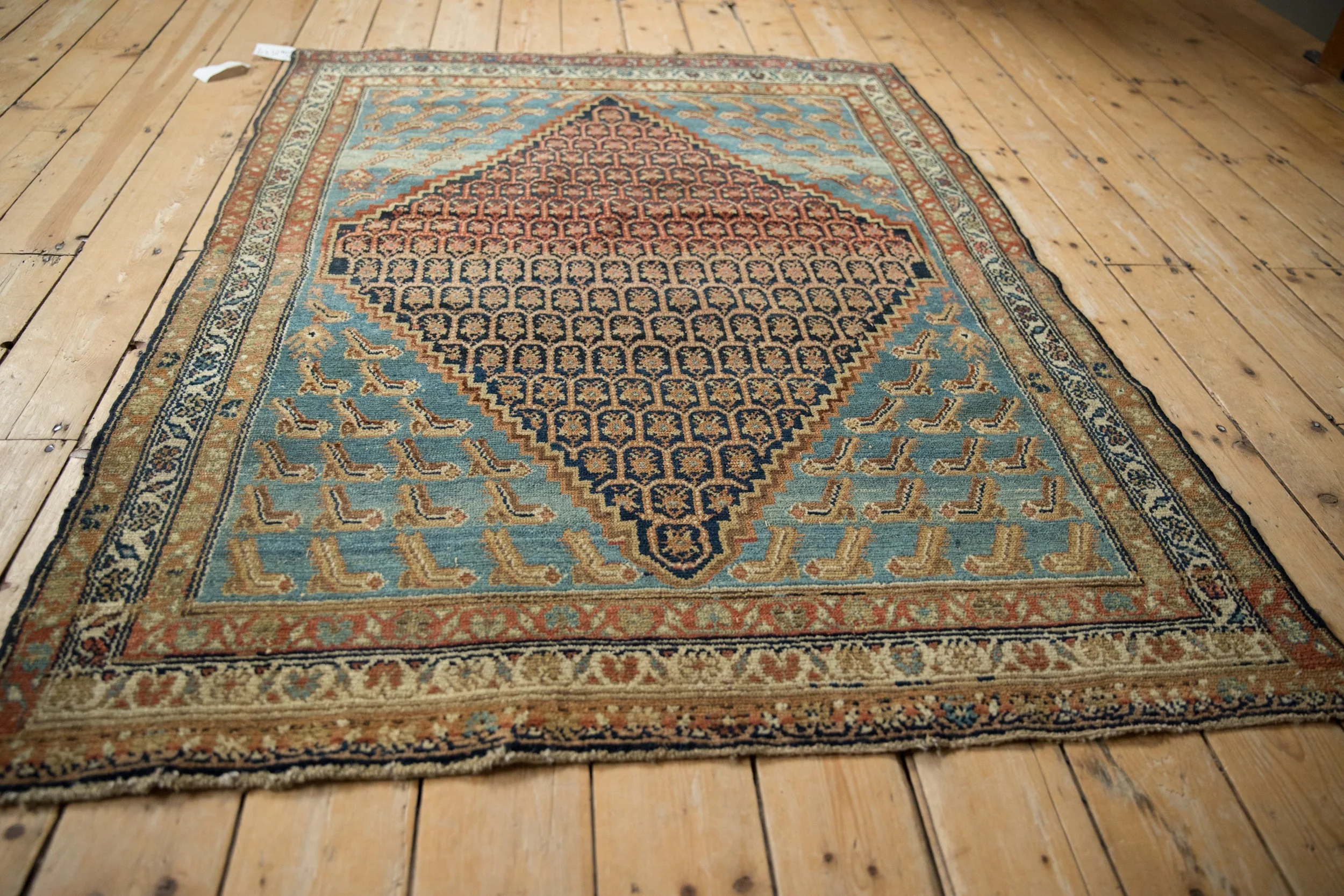 4x5.5 Antique Distressed Hamadan Rug - Image 8