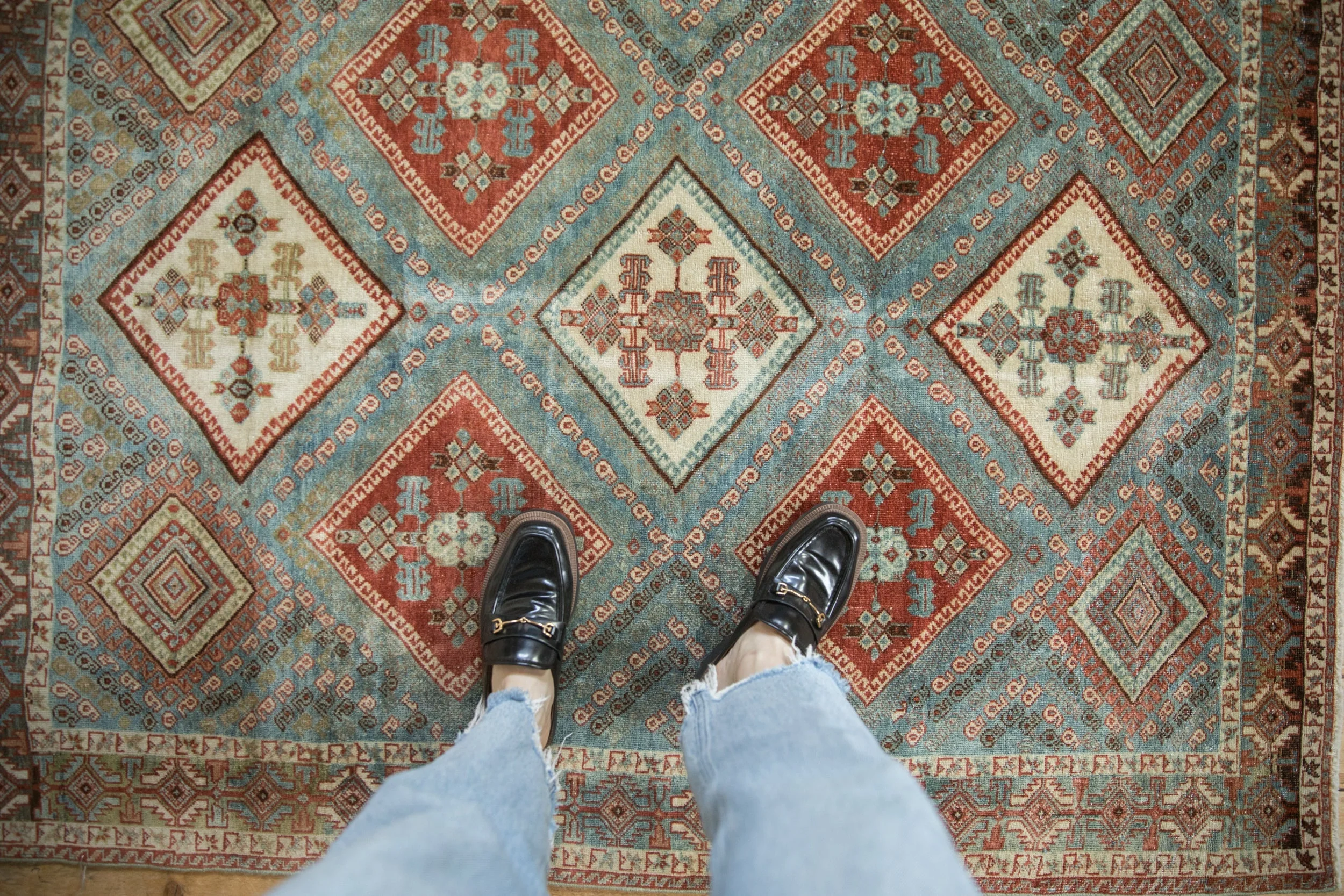 4x5.5 Vintage Distressed Afshar Rug - Image 2