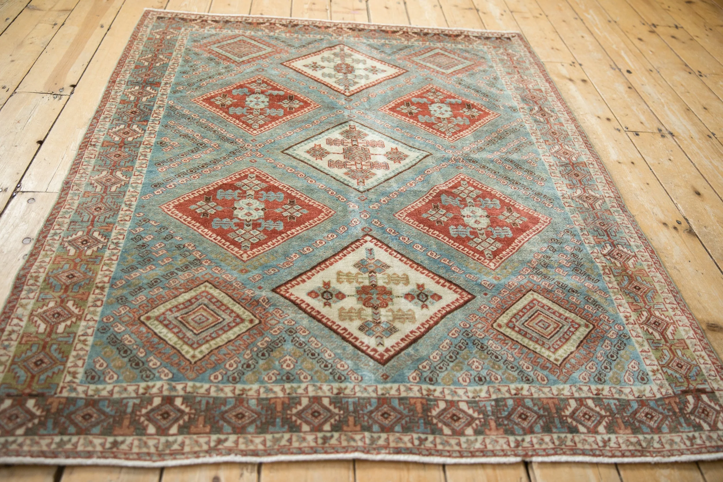 4x5.5 Vintage Distressed Afshar Rug - Image 6