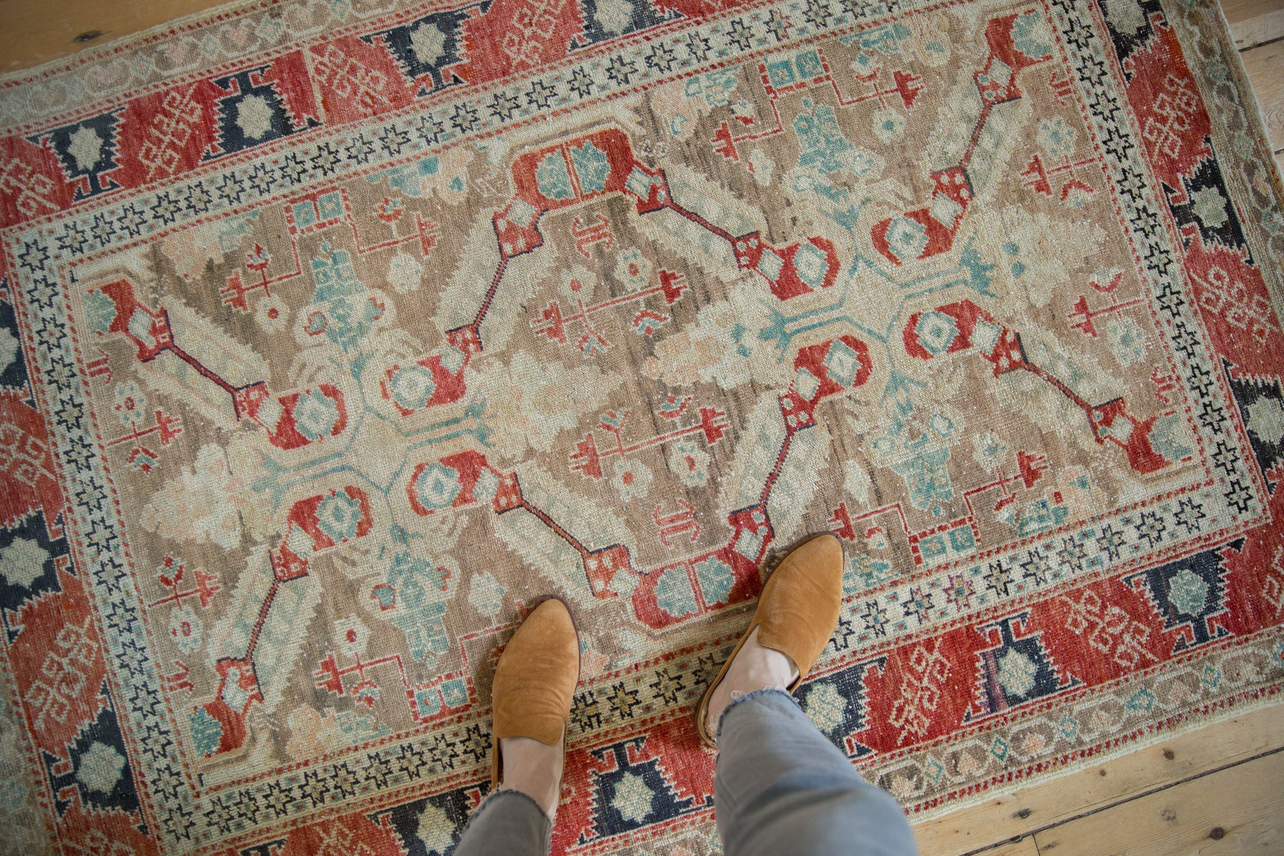 4x5.5 Vintage Distressed Anatolian Rug - Image 2
