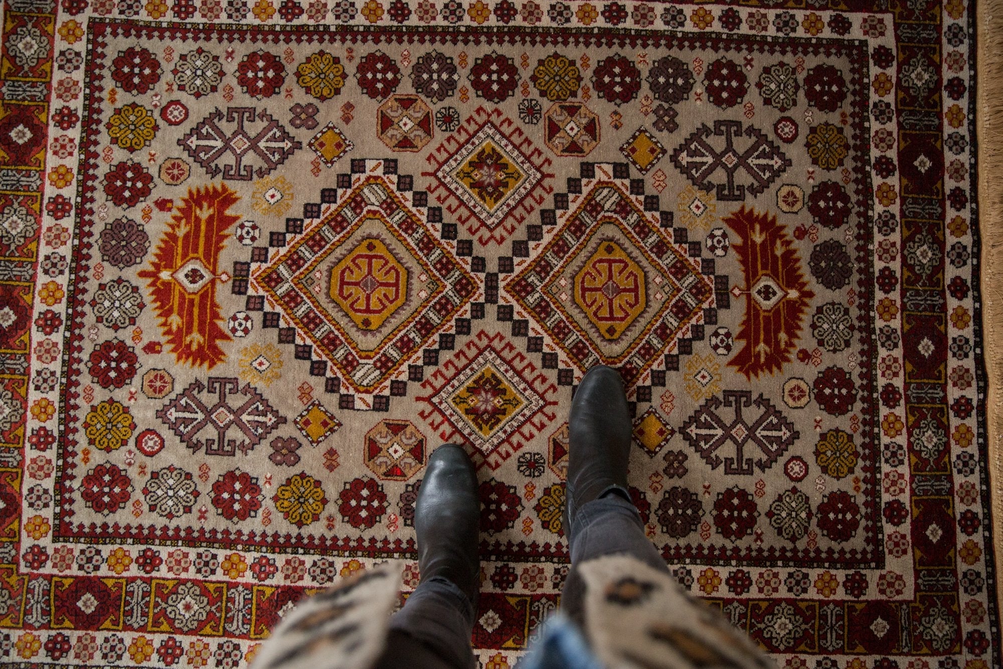 4x5.5 Vintage Romanian Shirvan Design Rug - Image 2