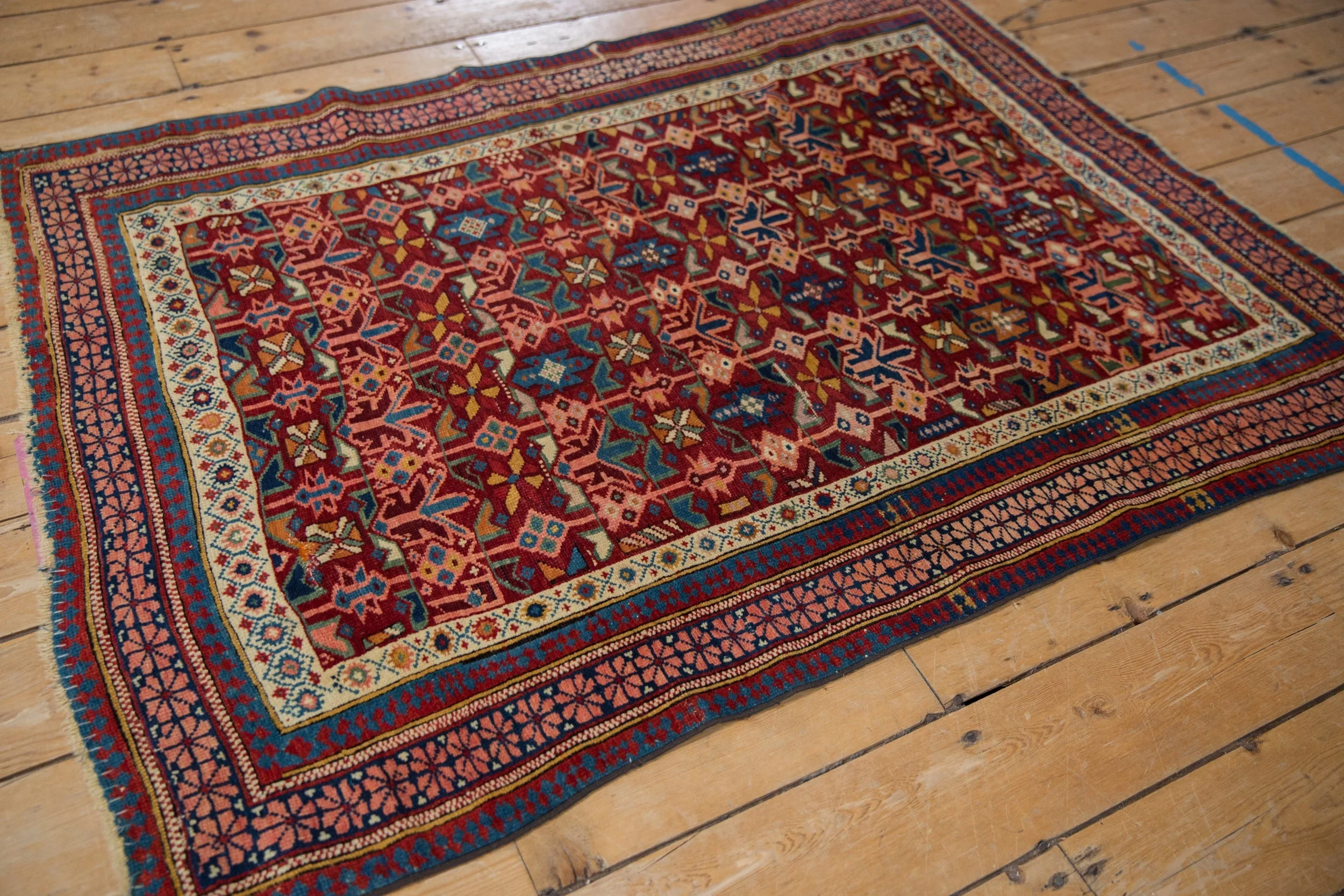 4x5 Antique Caucasian Square Rug - Image 5