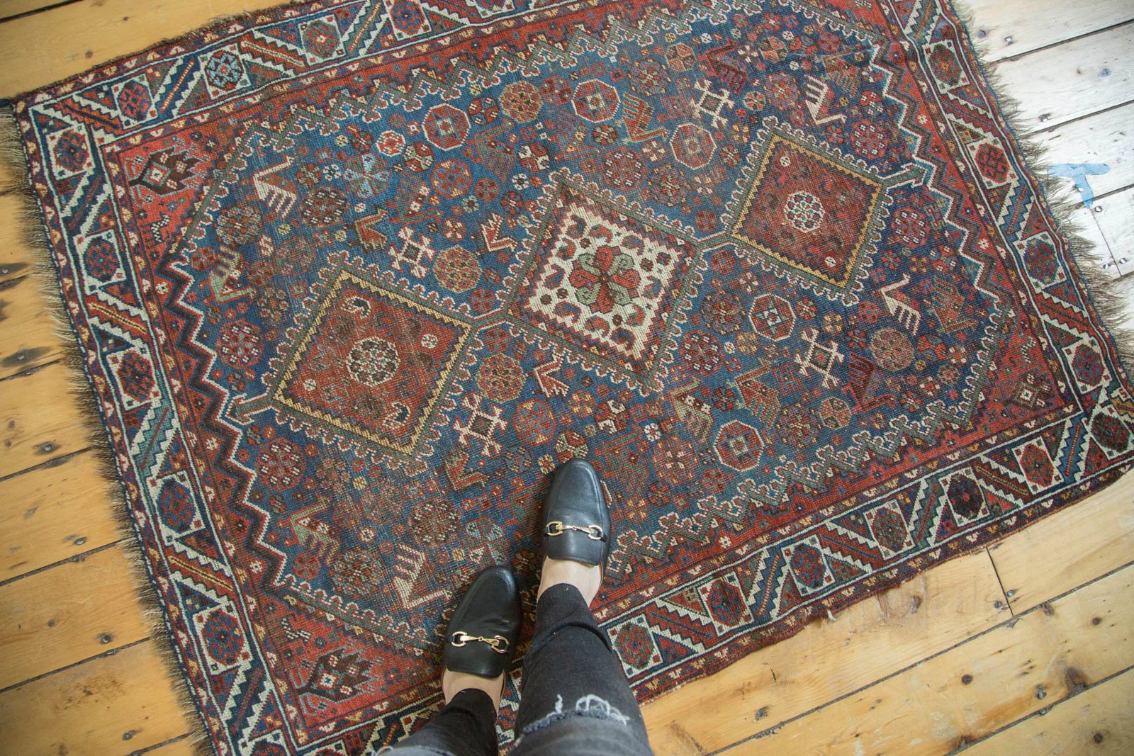 4x5 Antique Qashqai Square Rug - Image 2