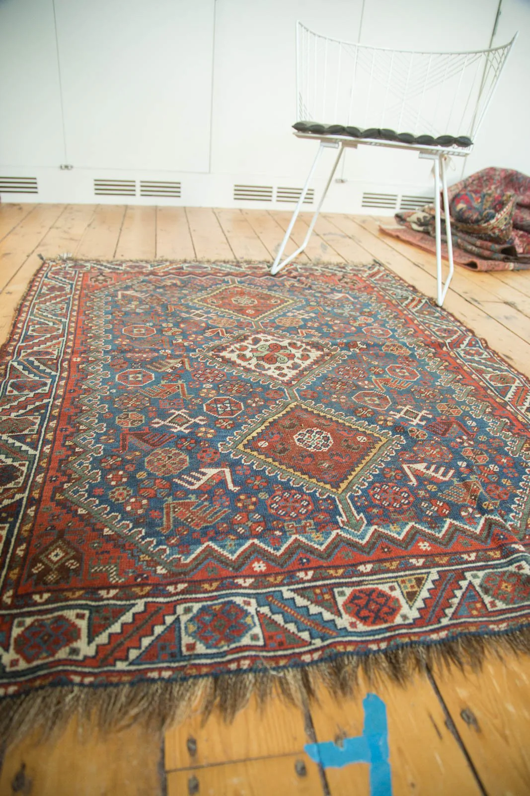 4x5 Antique Qashqai Square Rug - Image 4