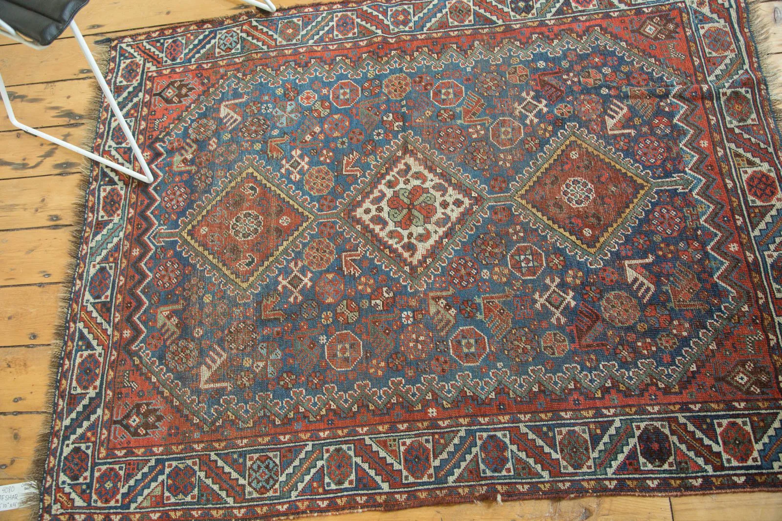 4x5 Antique Qashqai Square Rug - Image 6