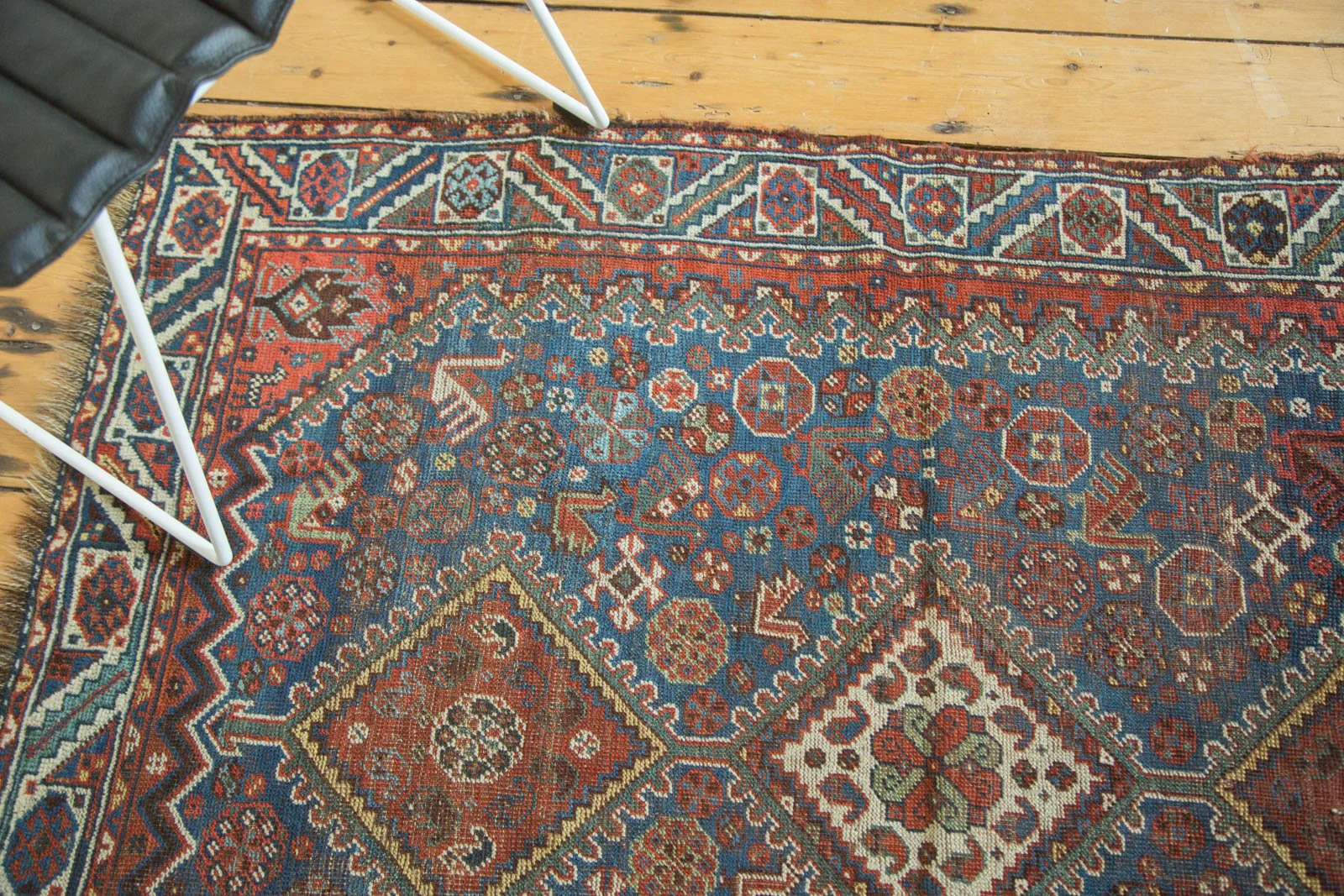 4x5 Antique Qashqai Square Rug - Image 8