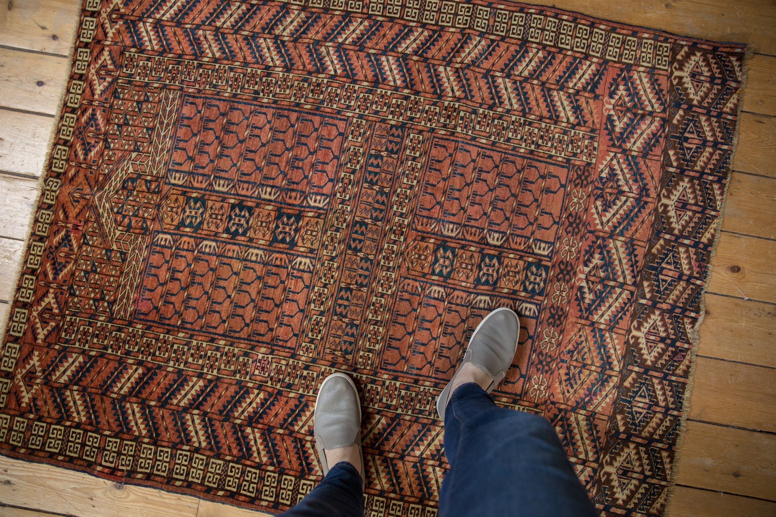 4x5 Antique Turkmen Square Rug - Image 2