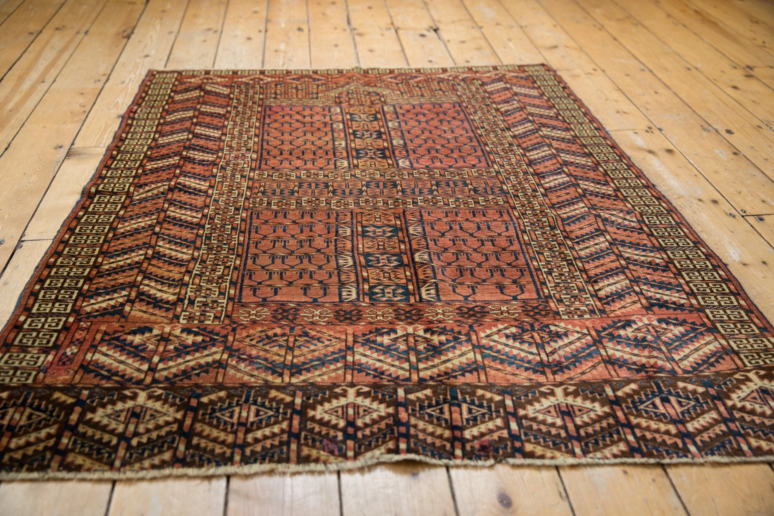 4x5 Antique Turkmen Square Rug - Image 3