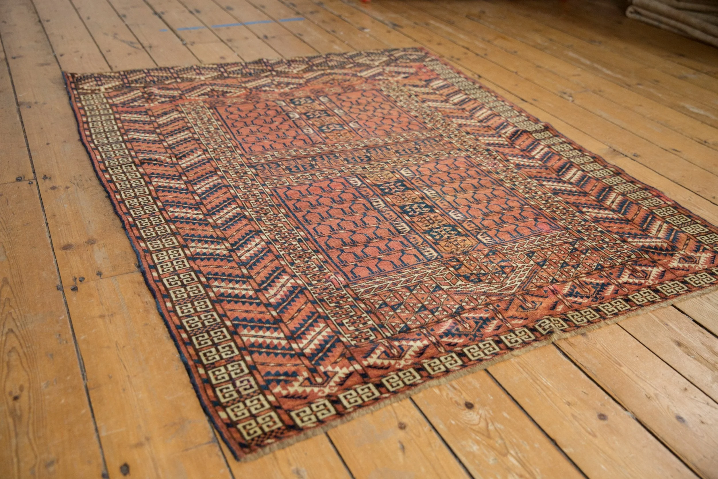 4x5 Antique Turkmen Square Rug - Image 6