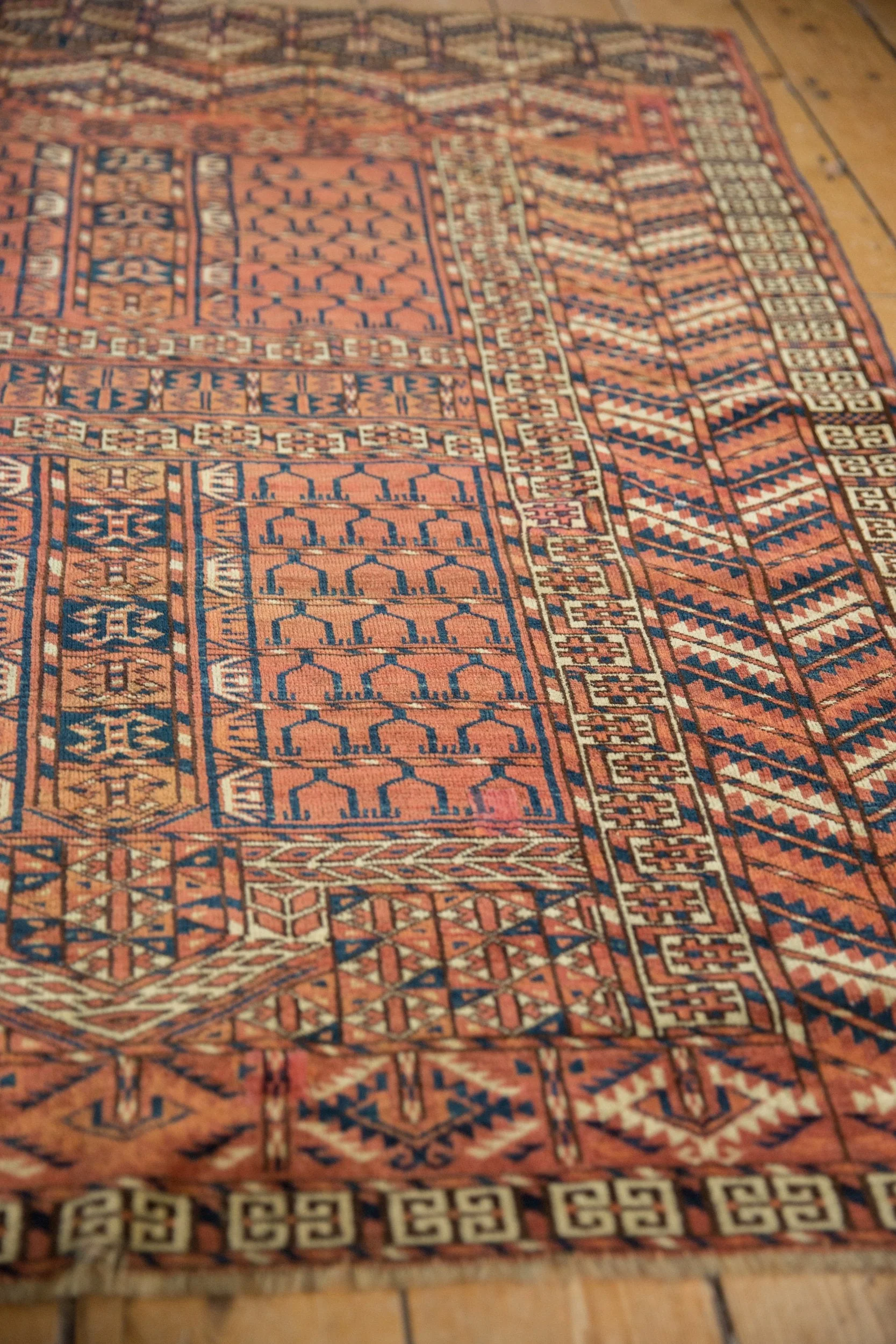 4x5 Antique Turkmen Square Rug - Image 7