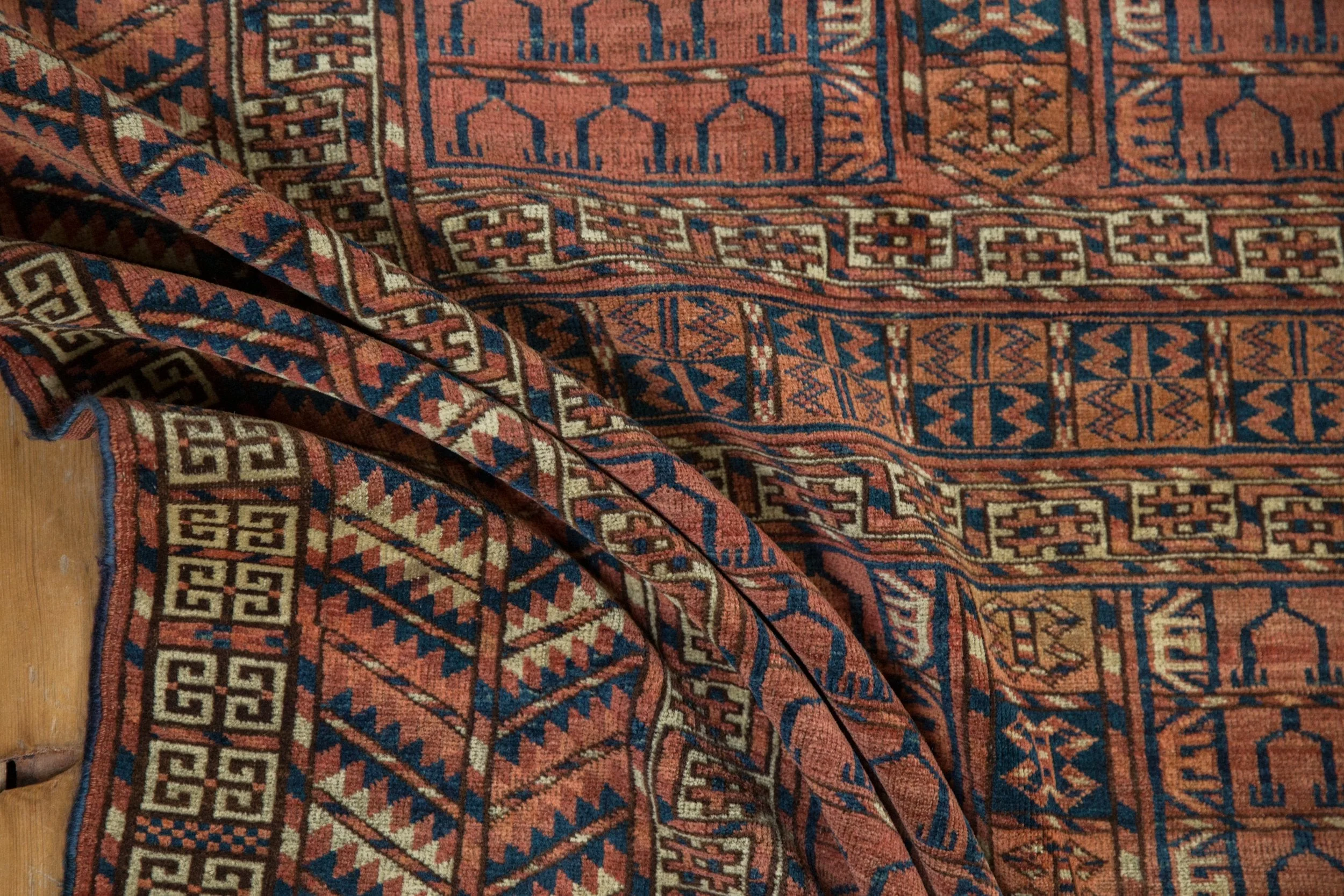 4x5 Antique Turkmen Square Rug - Image 8