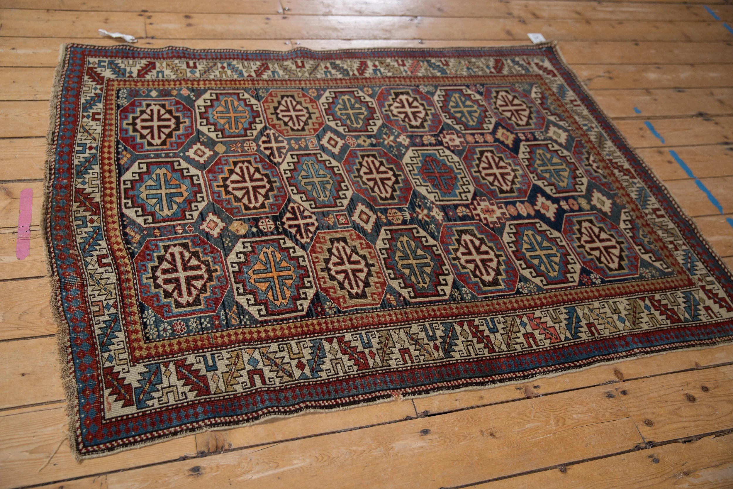 4x5 Vintage Caucasian Square Rug - Image 5
