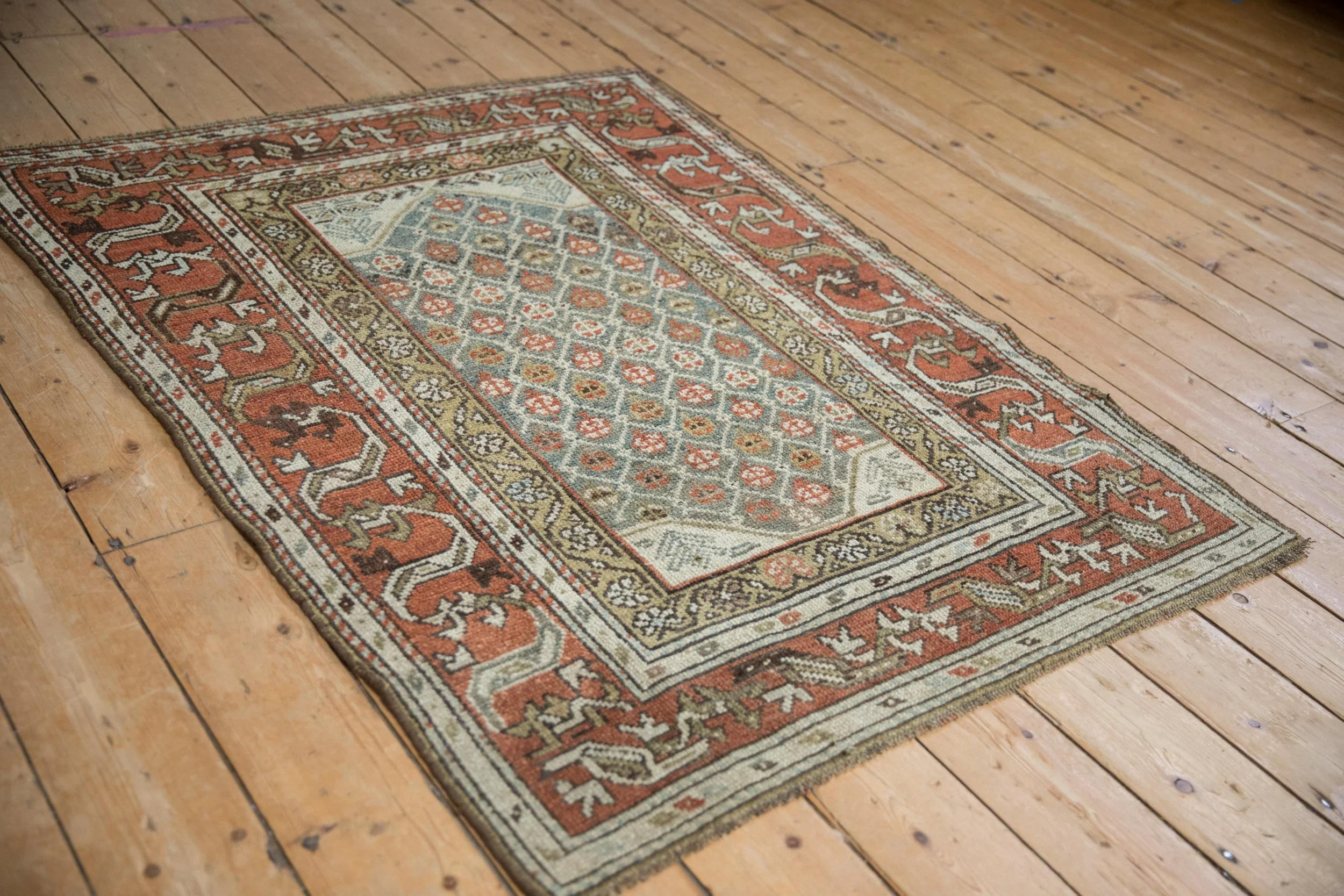 4x5 Vintage Distressed Kurd Square Rug - Image 4