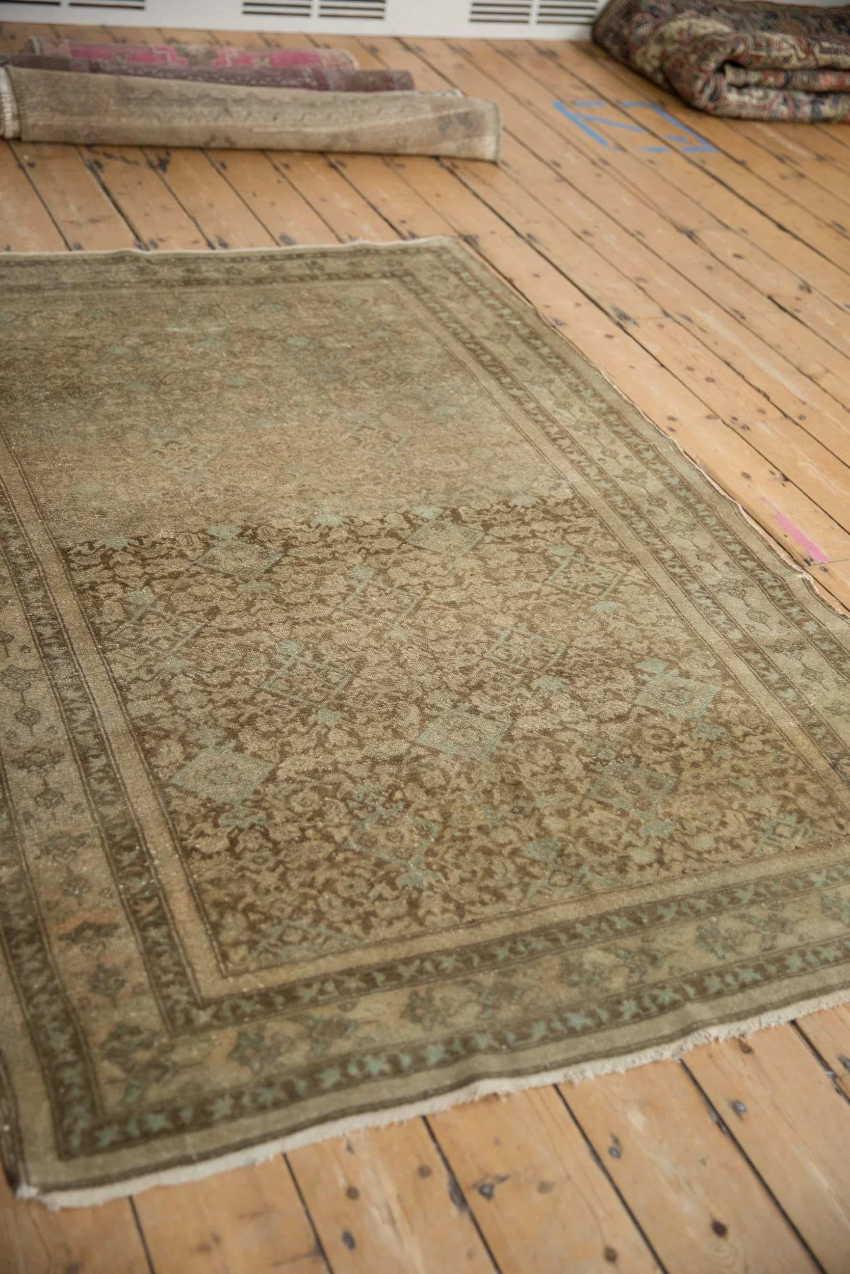 4x6.5 Antique Distressed Malayer Rug - Image 4