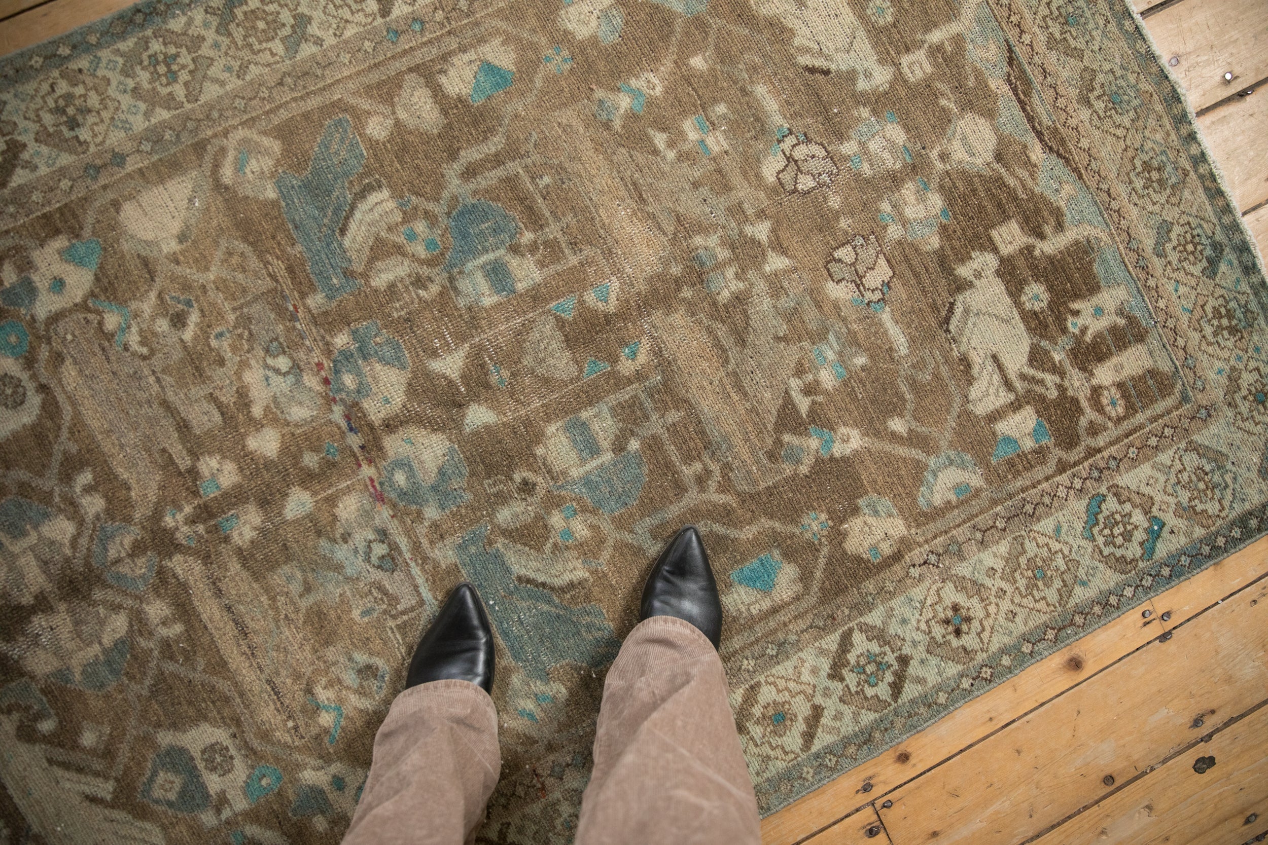 4x6.5 Vintage Distressed Hamadan Rug - Image 2