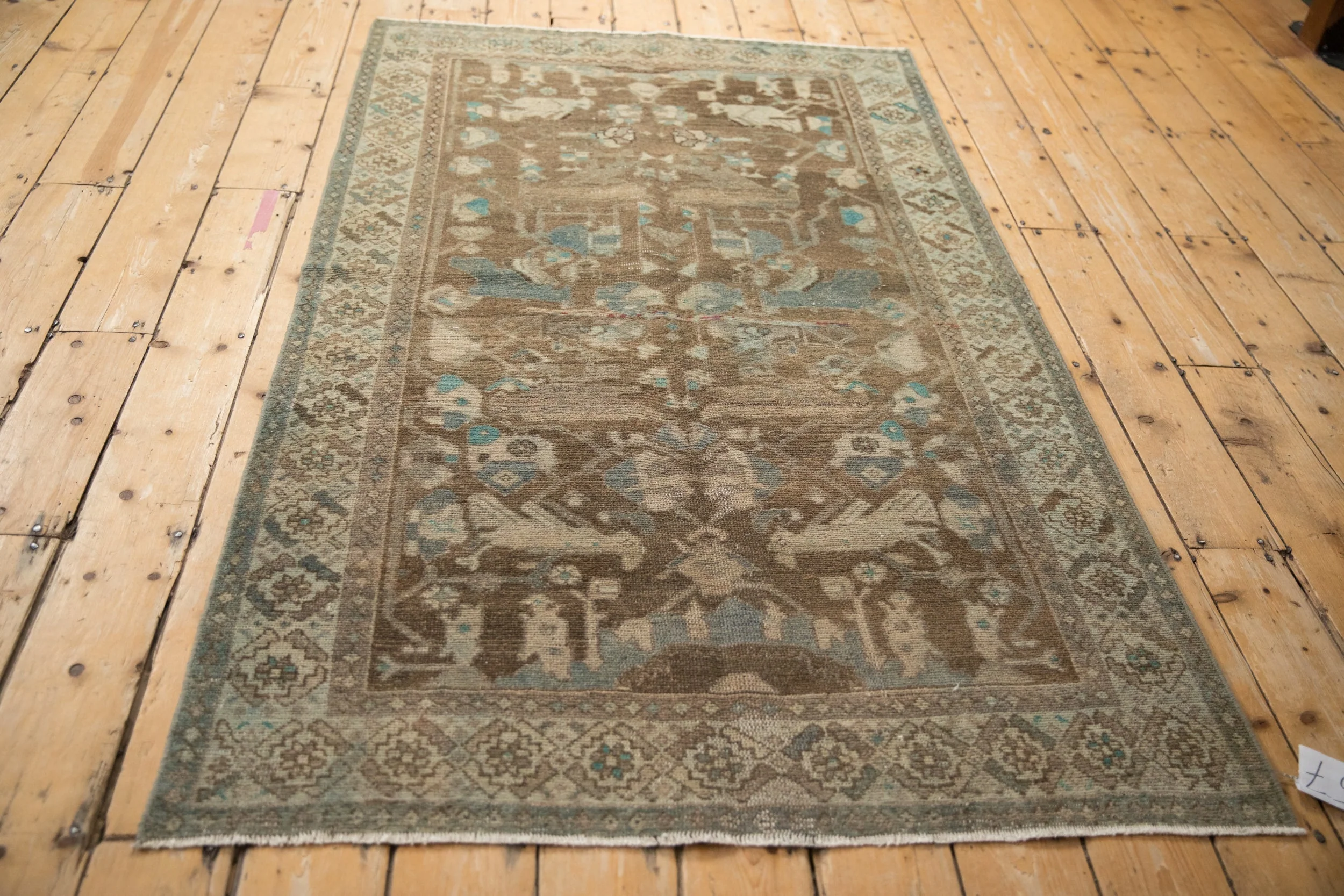 4x6.5 Vintage Distressed Hamadan Rug - Image 6